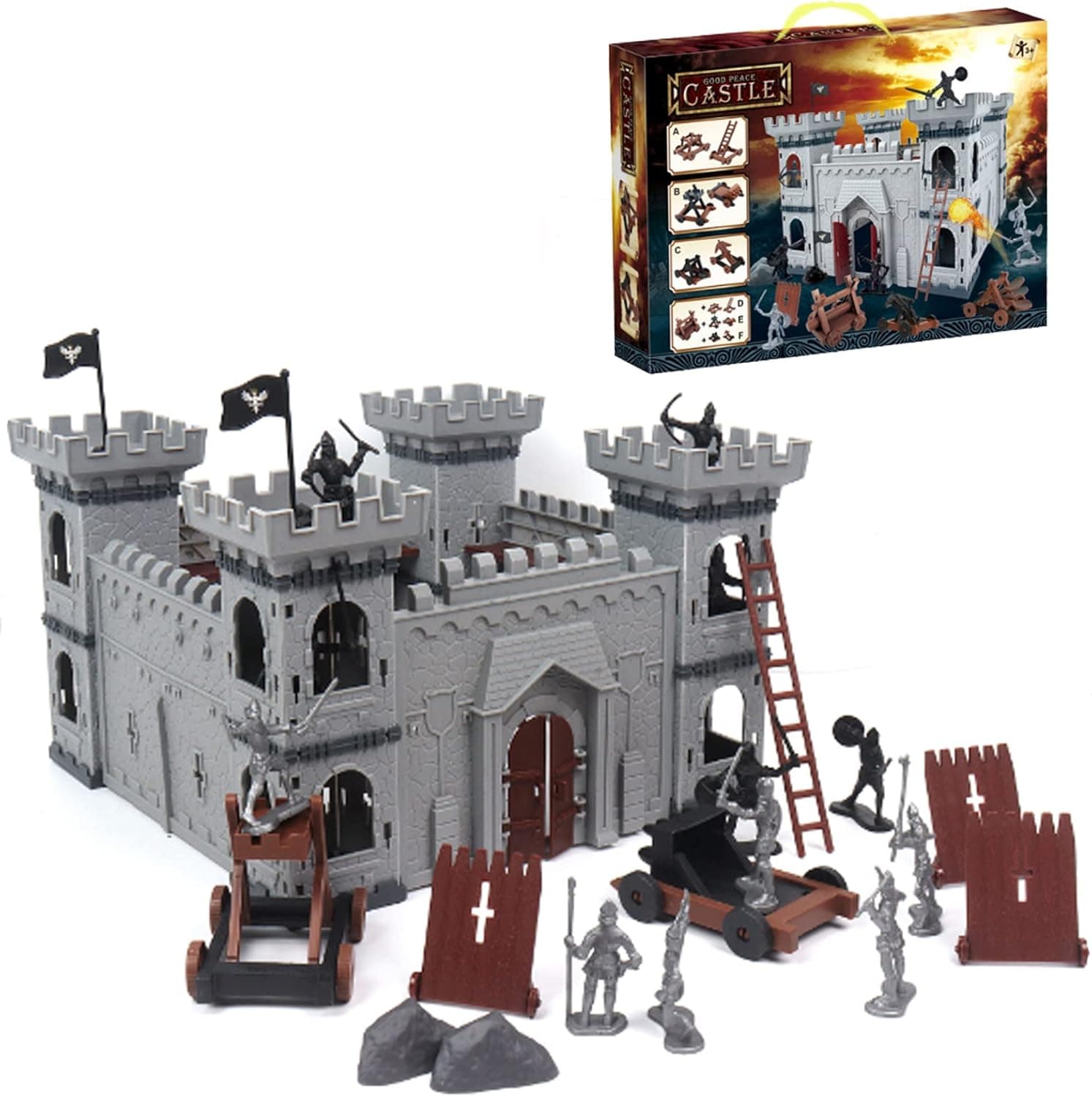 Castle Toy ,Toy Soldiers,Knight Action Figures,Knight Toys for Boys,Army Men Action Figures Simulation Siege Warfare, Castle Toy For Children'S Intellectual Development.