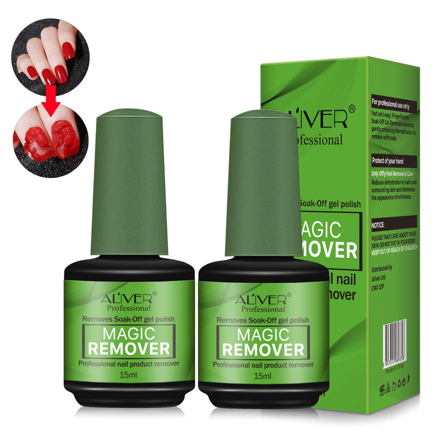 Gel Polish Remover 2 Pack, Gel Nail Polish Remover, Quick & Easy Remove Nail Polish - No Need For Foil, Soaking or Wrapping, Soak-Off Nail Polish Remover, Peel Off in 2-3 Minutes Professional Non-Irritating Nail Polish Remover 0.5 Fl Oz