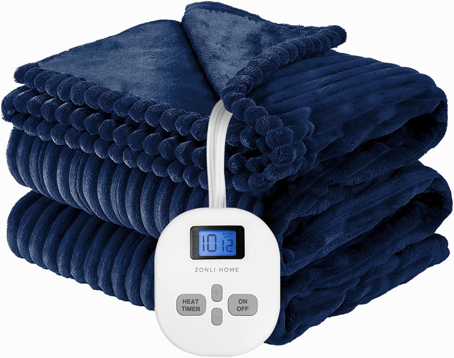 ZonLi Electric Blanket Full Size,Heated Blanket Throw with 10 Heating Levels and 1-12 Hours Time Settings, Flannel Fast Heating Blanket for Bedroom Office Couch,Machine Washable, Blue, 72 x 84 Inch
