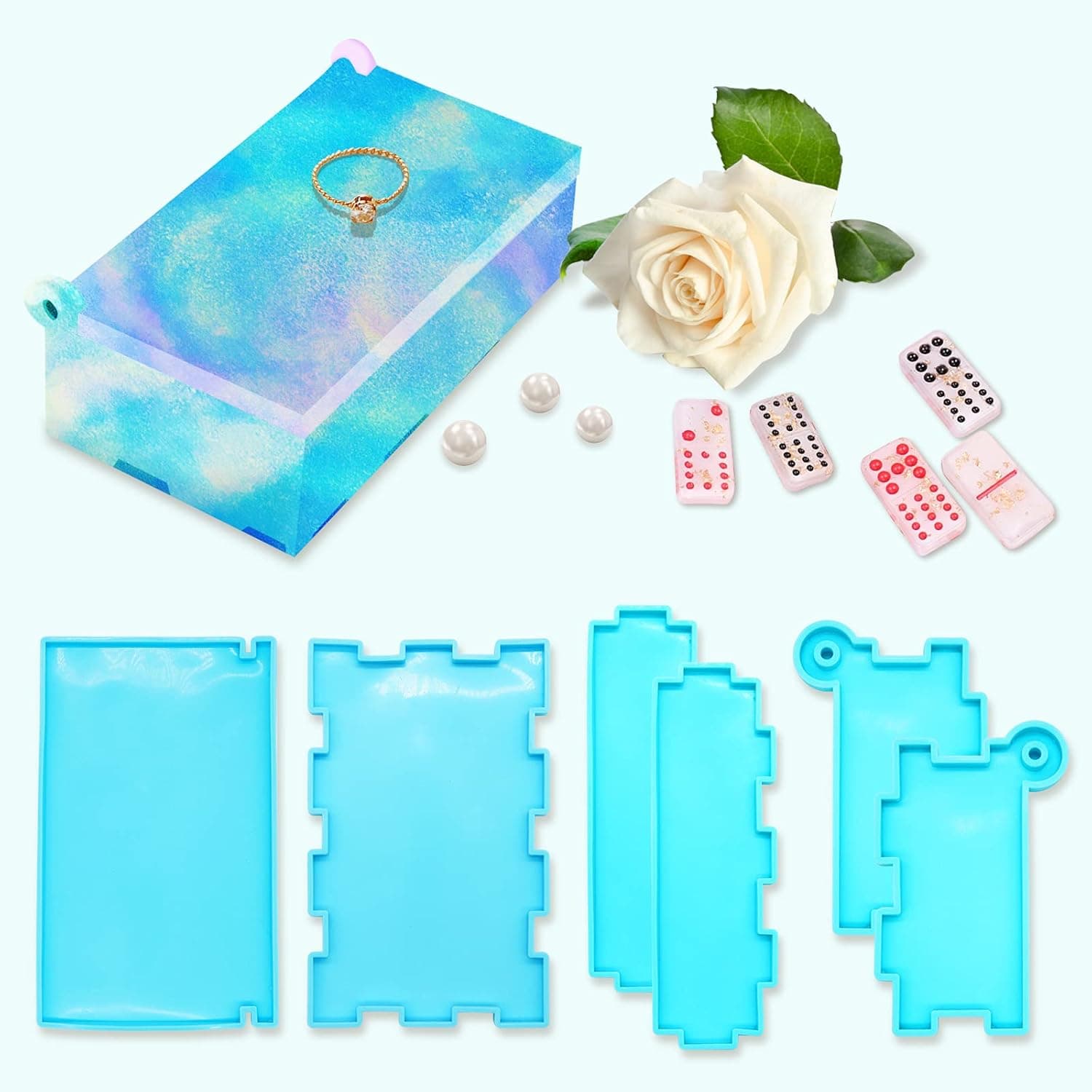 Resin Molds for Resin Casting,Silicone Storage Box Molds for Epoxy Resin,Jewelry Storage Case Holder Molds for DIY Crafts Making