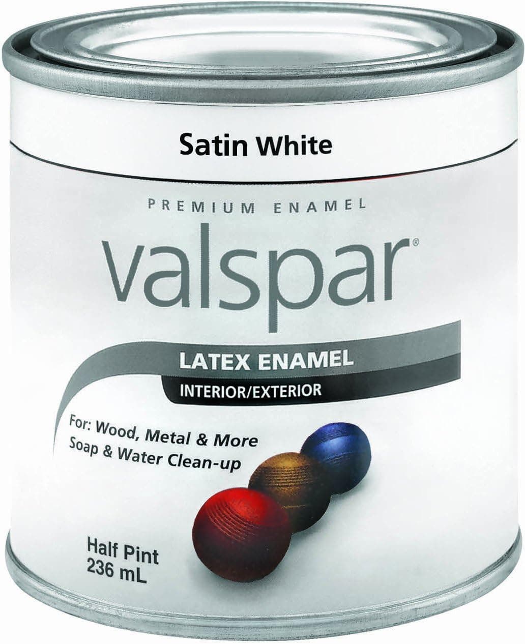 Valspar 65001 Premium Interior/Exterior Latex Enamel, .5-Pint, Satin White