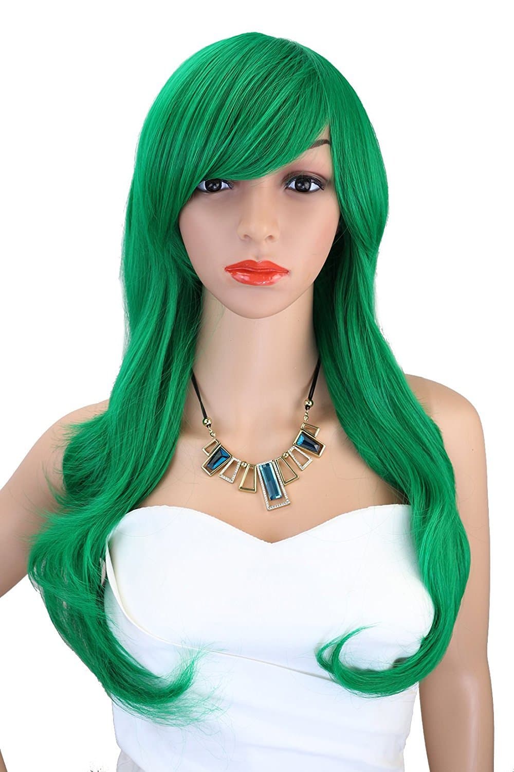 Kalyss Western Women's Wig Long Curly Wavy Curly Synthetic Green Color Full Hair Wig