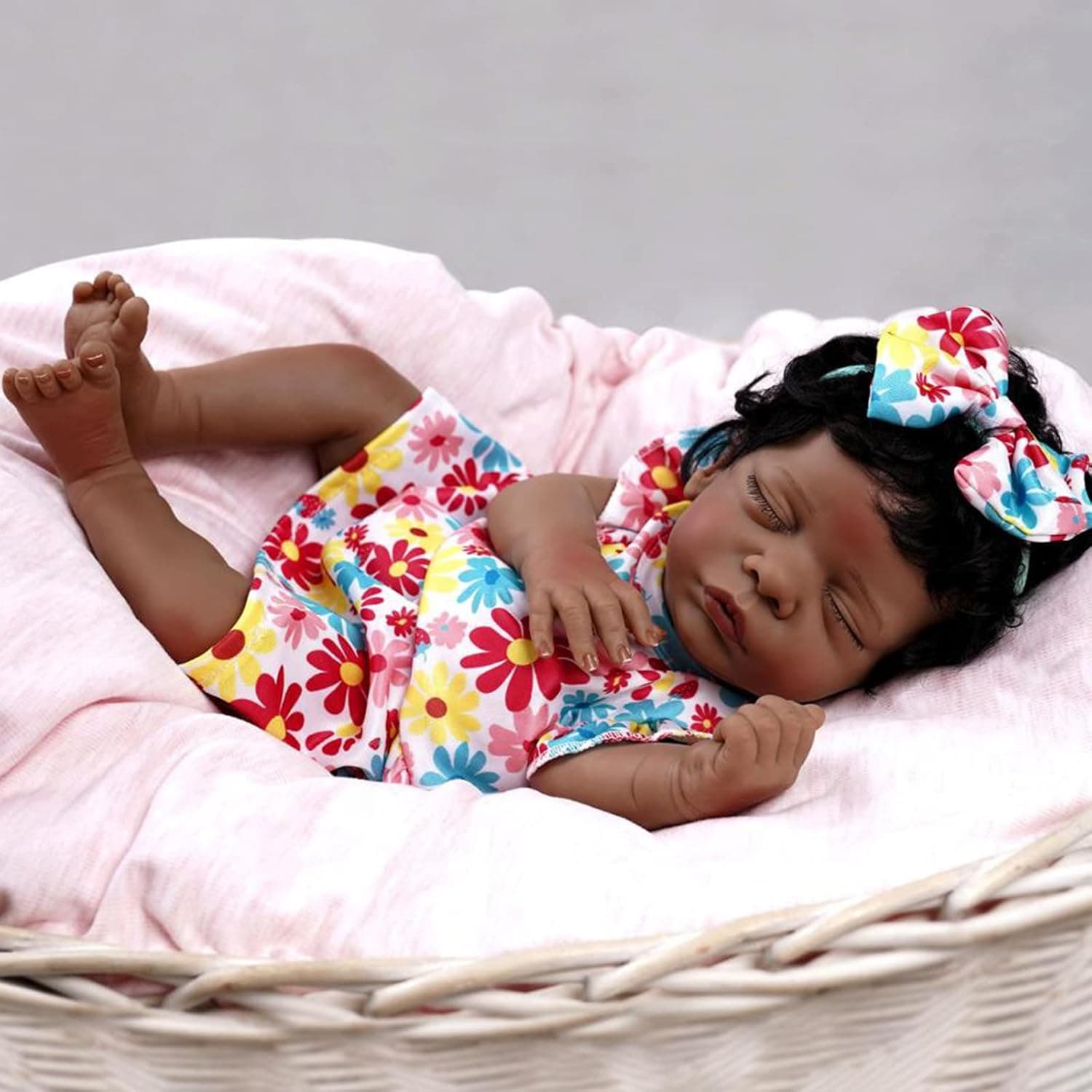 JIZHI Reborn Baby Dolls Black - 18-inch Soft Body Realistic Newborn Baby Dolls Sleeping American Dolls with Clothes and Toy Accessories Gift for Kids Age 3+
