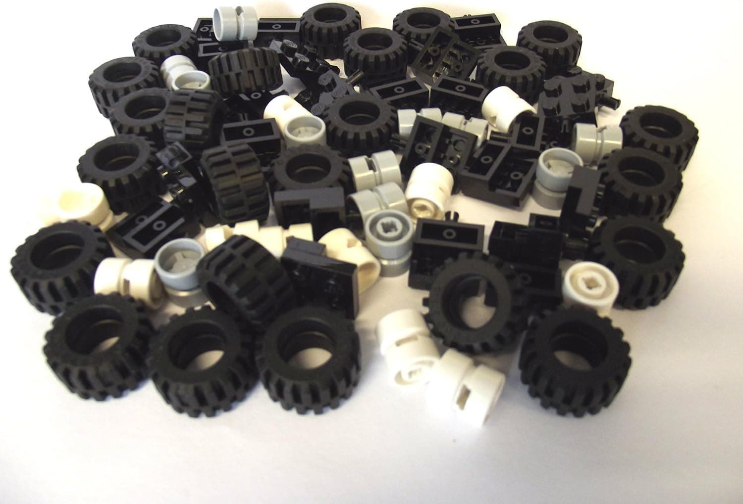 LEGO City - Wheel, Tire and Axle Set - Black, White, and Light Gray, 72 Pieces in Total