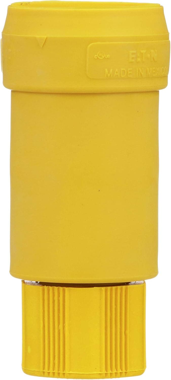 EATON 15W47-K Arrow Hart Grounded Straight Blade Watertight Electrical Connector, 125 V, 15 A, 2 Pole , Yellow