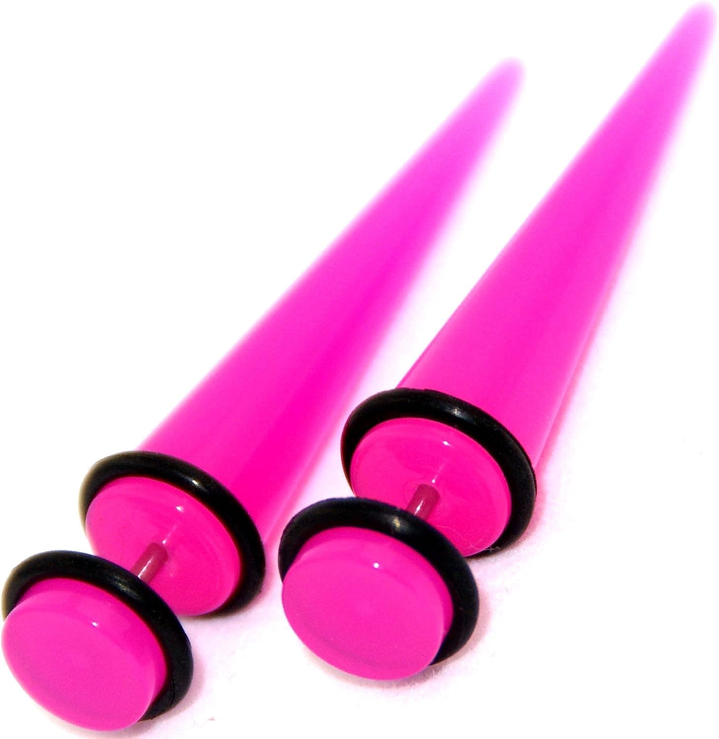 Hot Dark Pink Acrylic Fake Cheaters Faux Illusion Tapers Stretchers Expanders 0G Gauge 8mm 1 Pair Large