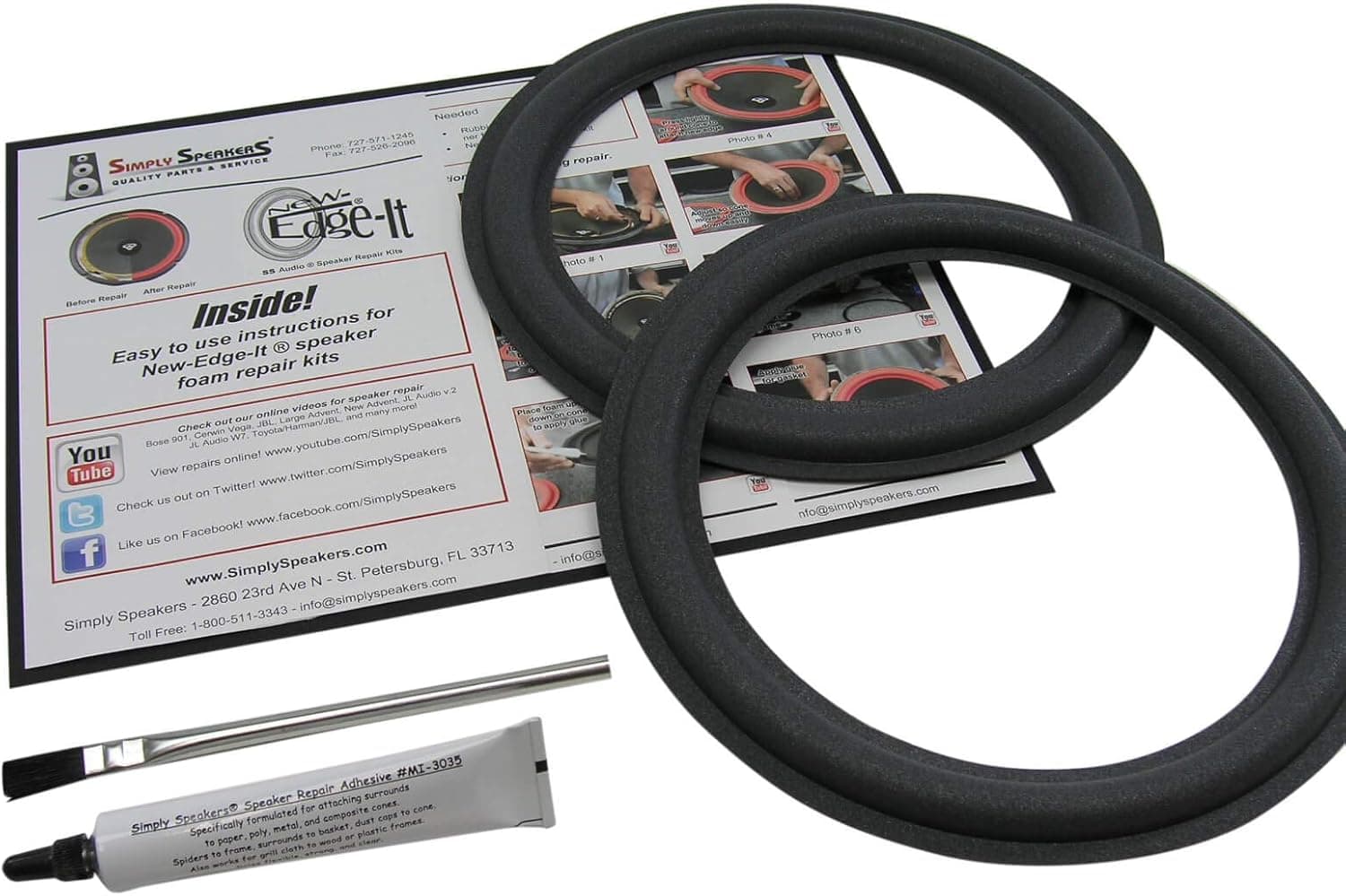 Smaller Advent 9 Inch Foam Speaker Repair Kit FSK-9 (Pair)