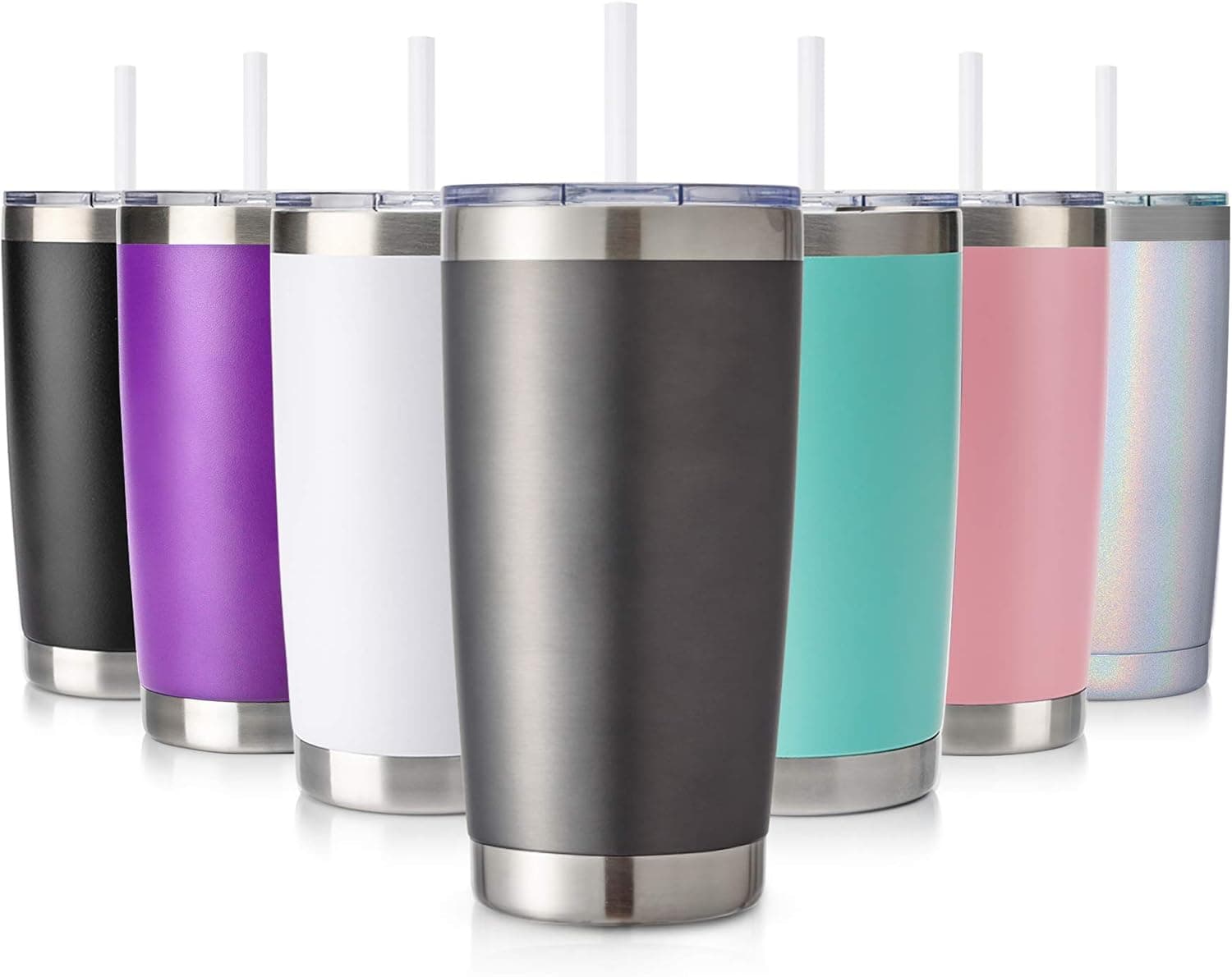 CIVAGO 20oz Tumbler with Lid and Straw, Stainless Steel Vacuum Insulated Coffee Tumbler Cup, Double Wall Powder Coated Leak-proof Travel Coffee Mug (Gray, 1 Pack)