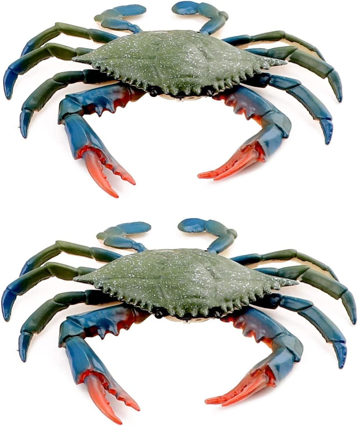 Azure Zone, 2 Pcs Artificial Plastic Crabs Sea Animal Sea Life Realistic Creatures Educational Animals Model Decoration Blue