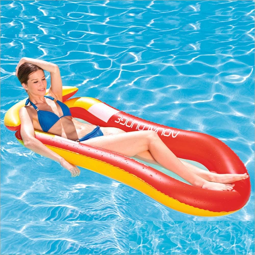 MENGDUO Large Lounge Chair Float for Summer Party Swimming Beach Holiday,Large Outdoor Swimming Inflatable Pool Floatie Raft Lounge for Adults & Children (Red)