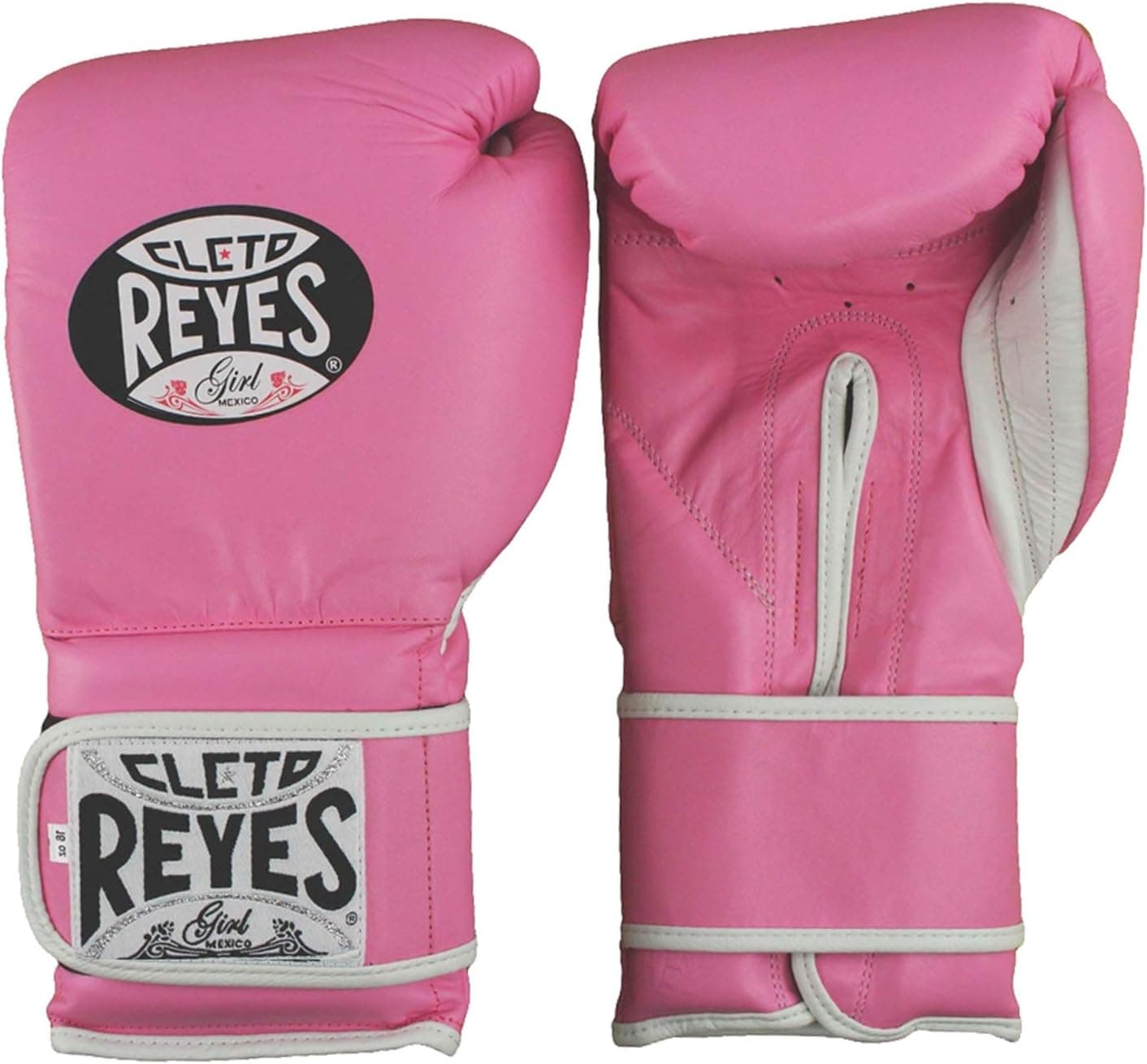 Cleto Reyes Hook and Loop Leather Training Boxing Gloves - 16 oz - Pink