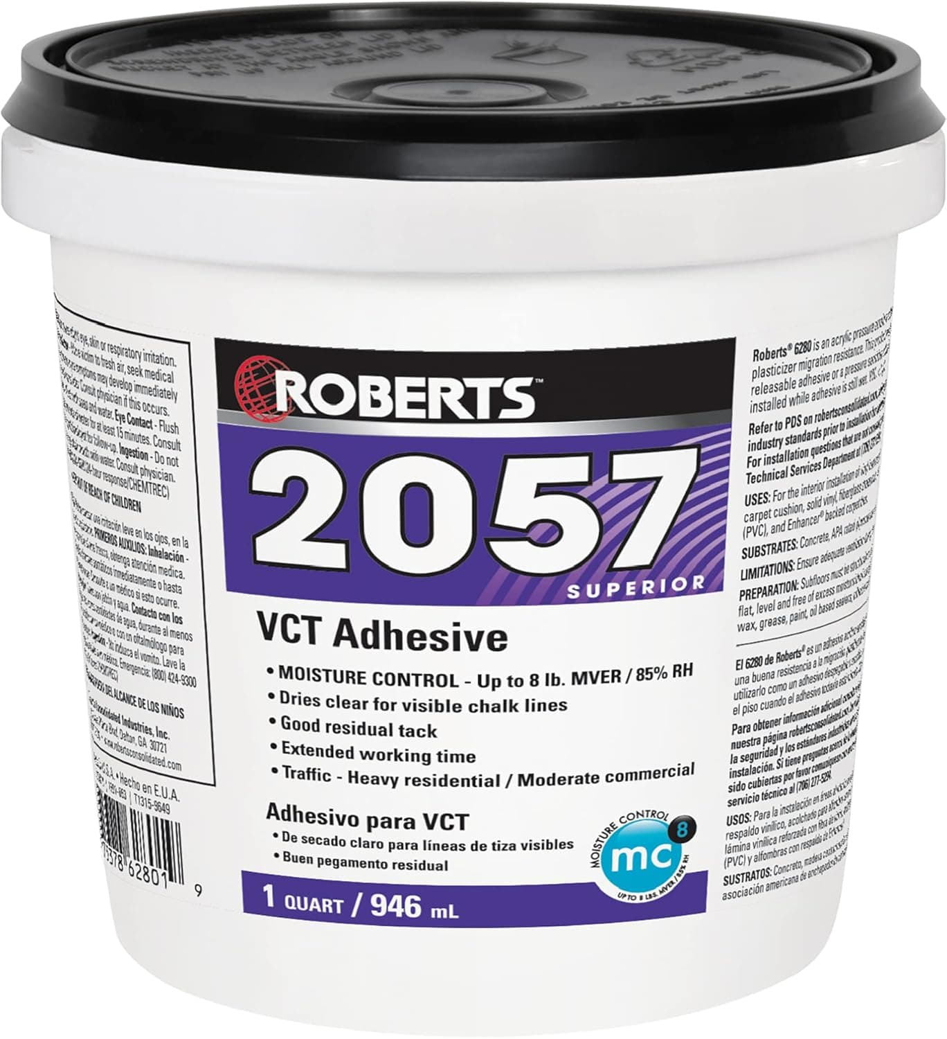 ROBERTS 2057-0 Vinyl Adhesive, 1 Quart, Creamy Tan