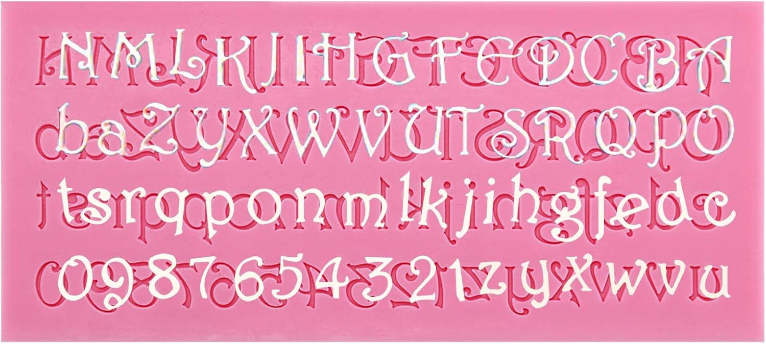 Funshowcase Lace Sugar Art Alphabet and Numbers Candy Fondant Chocolate Mold for Cake Decoration, Cupcake Decorate, Polymer Clay, Crafting