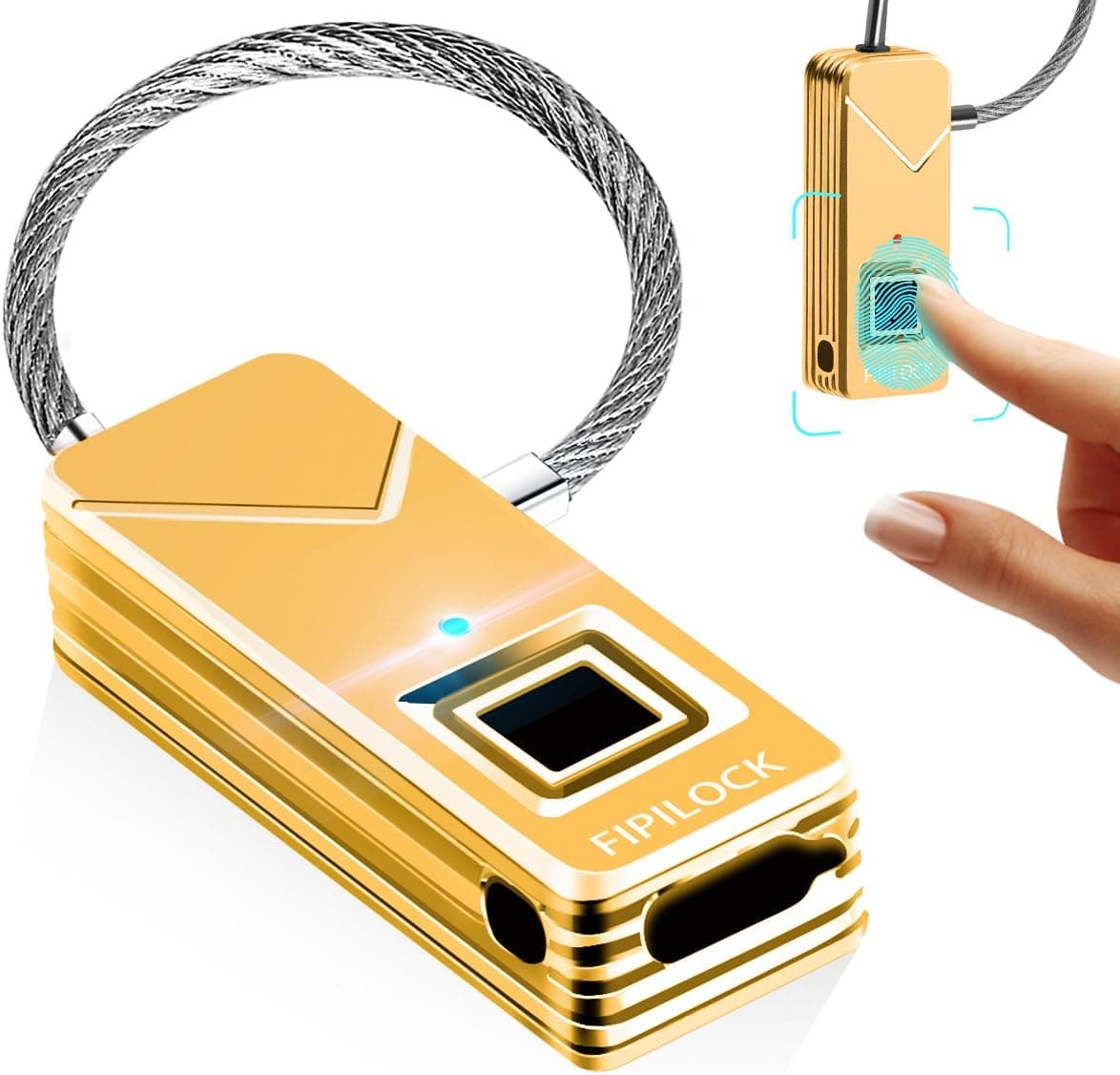 SZHSR Fingerprint Lock,Energy Saving Low Power Consumption,Waterproof &Anti-Theft Padlock,1 Second Quick and Safe Identification Portable for Travel, Cupboards,Suitcases, Bags,Suitcases