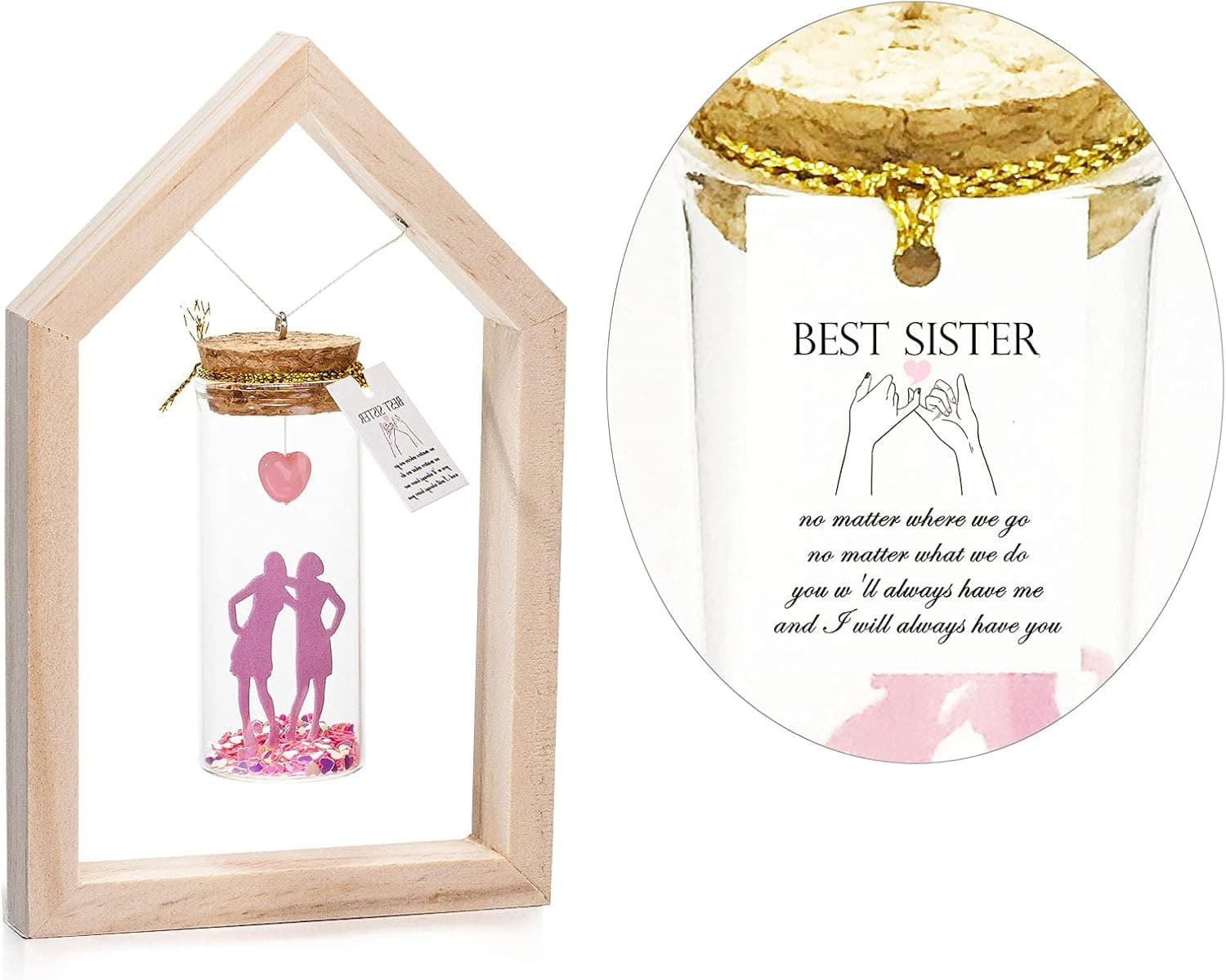 Unijew Sister Gifts for Sister, Soul Sister Birthday Gifts from Sister, Unbiological Sister Hand-made Wishing Bottle Decorative, Sisters Christmas Holiday Mothers Day Gifts, Ideal Gift for Best Friend