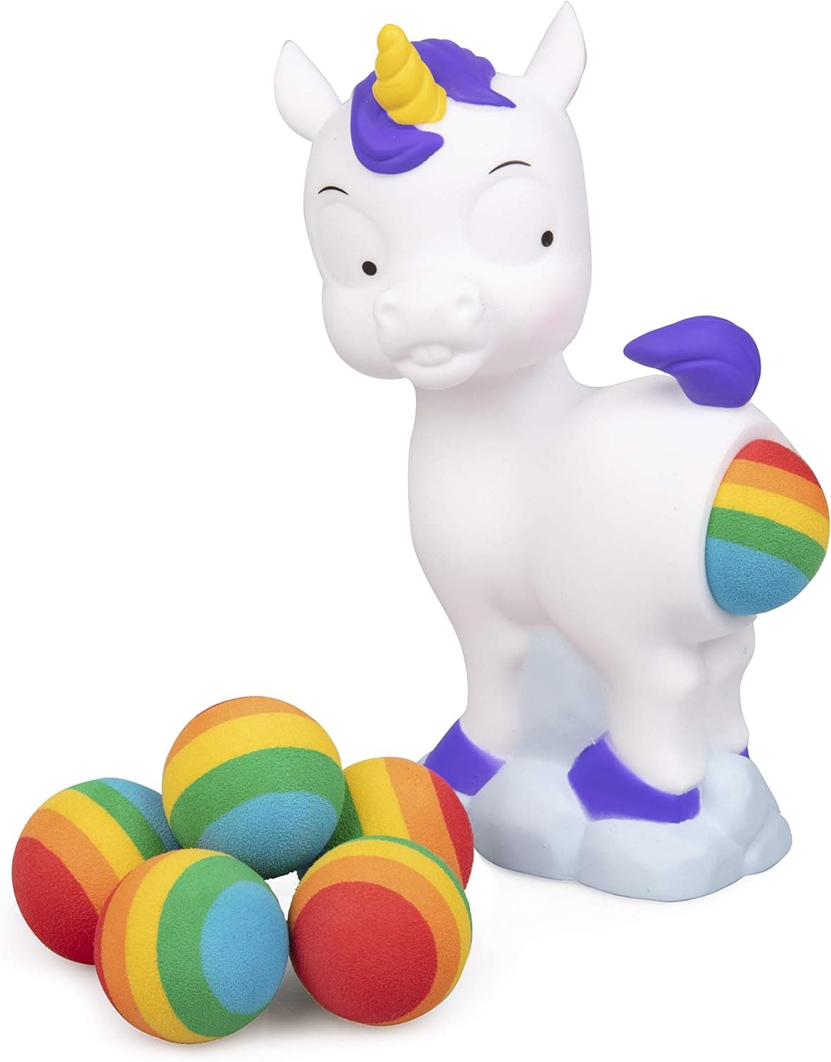 Hog Wild Pooping Unicorn Popper Toy - Pop Foam Balls Up to 20 Feet - 6 Balls Included - Age 4+