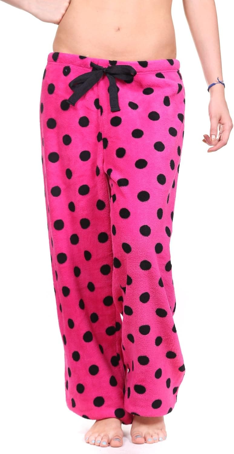 Totally Pink Women's Warm and Cozy Plush Fleece Pajama Bottoms/Lounge Pants Buffalo Plaid (Two Pack)