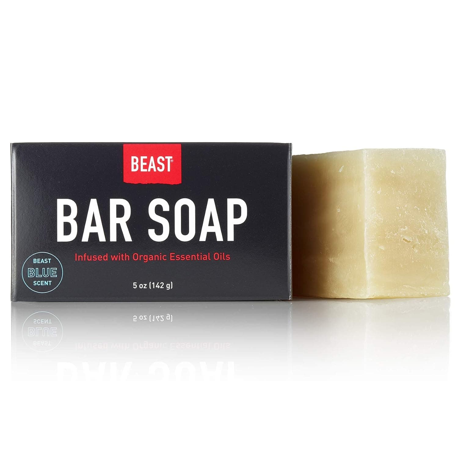 Beast All-Natural Bar Soap - Organic Essential Oils 100% Vegan Cruelty SLS Sulfate Paraben Free Made in USA - Coconut Olive Almond Rainforest Alliance Certified (Blue, 5 oz)
