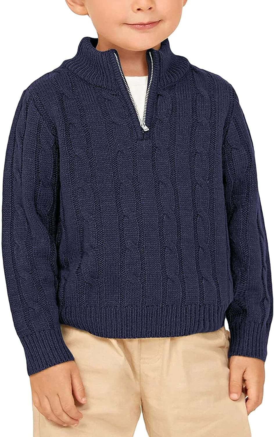 Zhaovi's Toddler Boys Girls Sweater Twisted Knit Cable 1/4 Zip Sweaters Outfit Baby Winter Long Sleeve Warm Soft Outwear