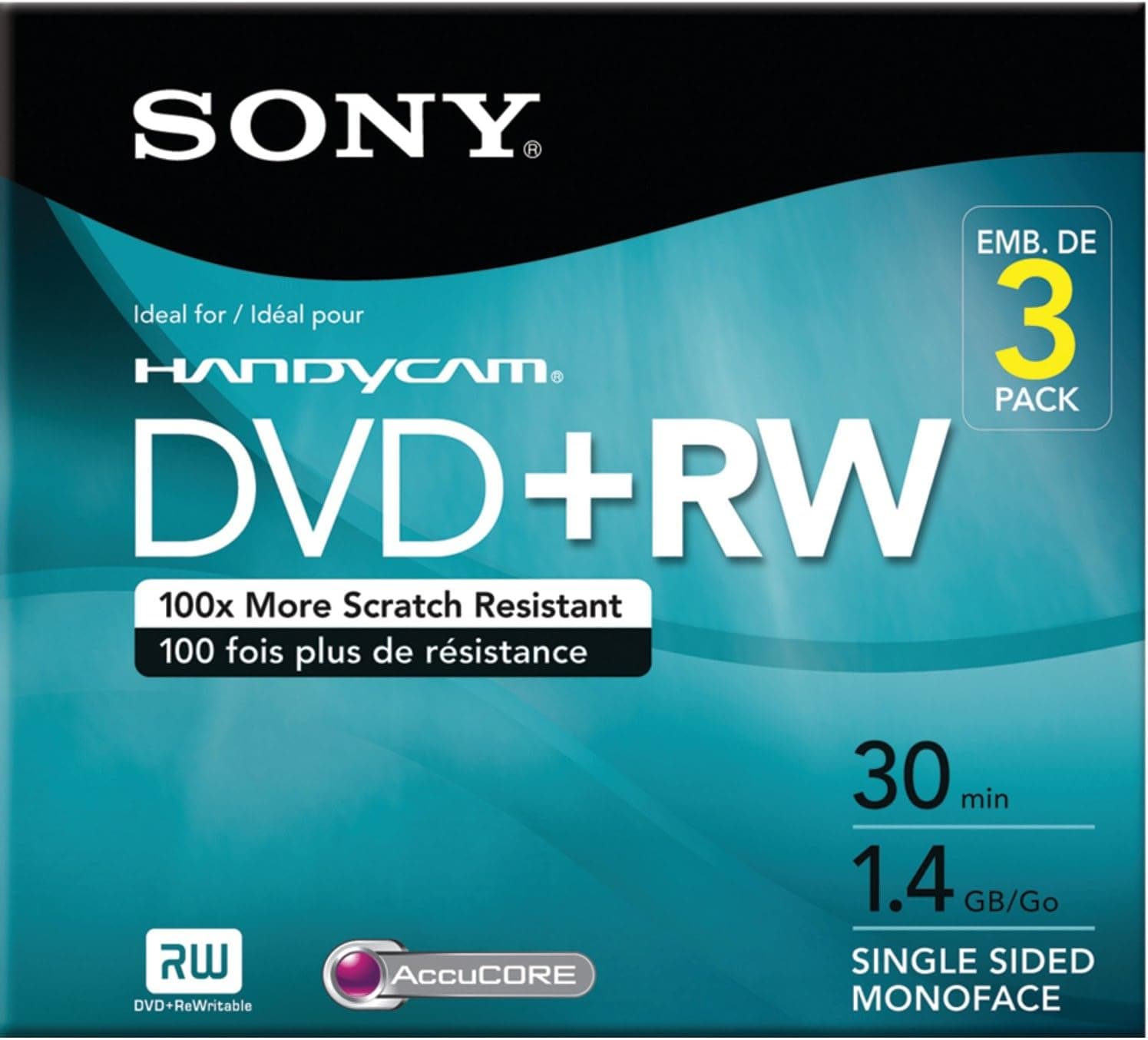 Sony 3DPW30R2HC 3-Pack 8cm DVD+RW with Hangtab