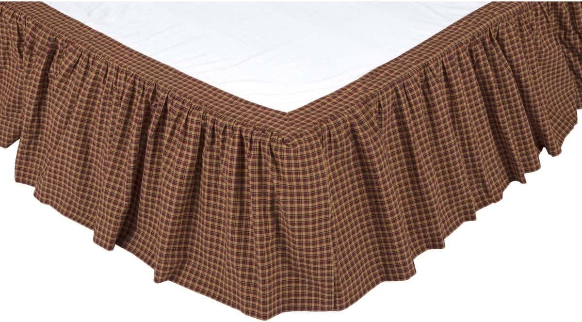 VHC Brands Americana Primitive Patriotic Patch Red Bed Skirt, Queen