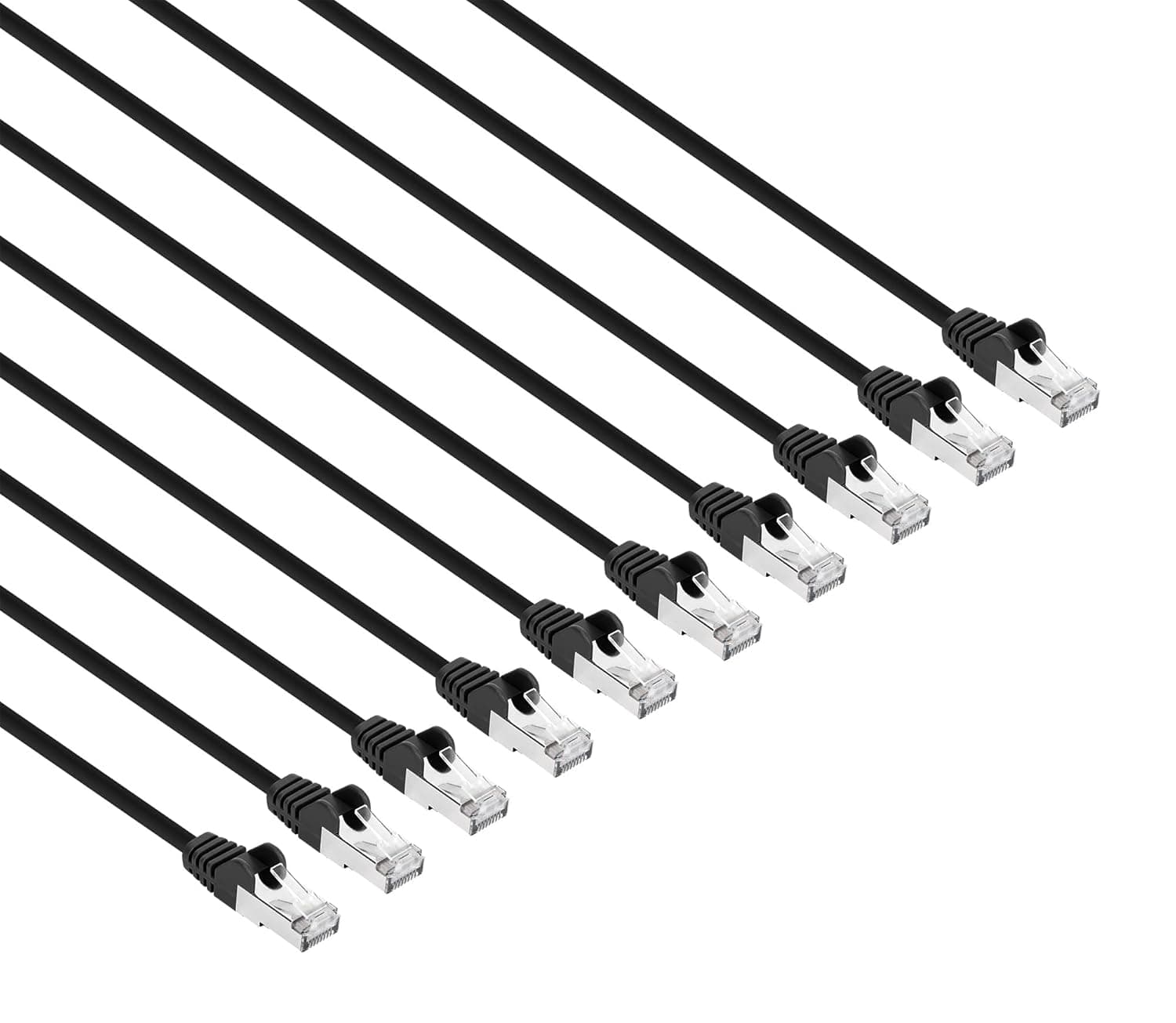 Intellinet Slim Cat8 Ethernet Network Patch Cable – 10-Pack - 40Gbps & 2000MHz, Snagless Boot, 24AWG Pure Bare Copper Wire, Gold-Plated Contacts, Lifetime Mfg Warranty – 1.5ft, 10 Pack, Black