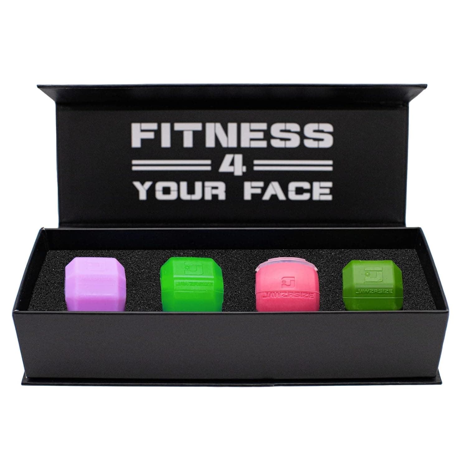 Jawzrsize Pop 'N Go and Custom Fit Jaw Enhancer - Jaw, Face, and Neck Exerciser, Helps Reduce Stress and Cravings - Facial Exercise (Total Contouring Kit, Pink & Green)