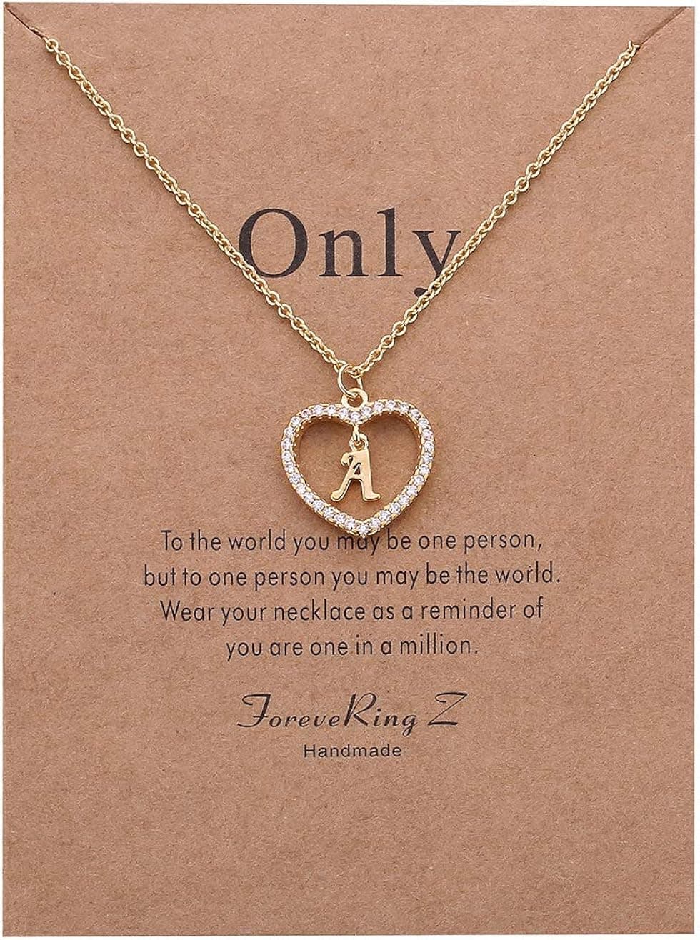 Wishoney Letter Pendant Necklace A-Z Name Necklace Initial Necklace Women Jewelry Message Card