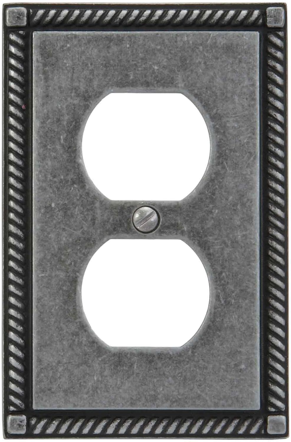 AmerTac Georgian Single Duplex Outlet Wallplate in Antique Pewter