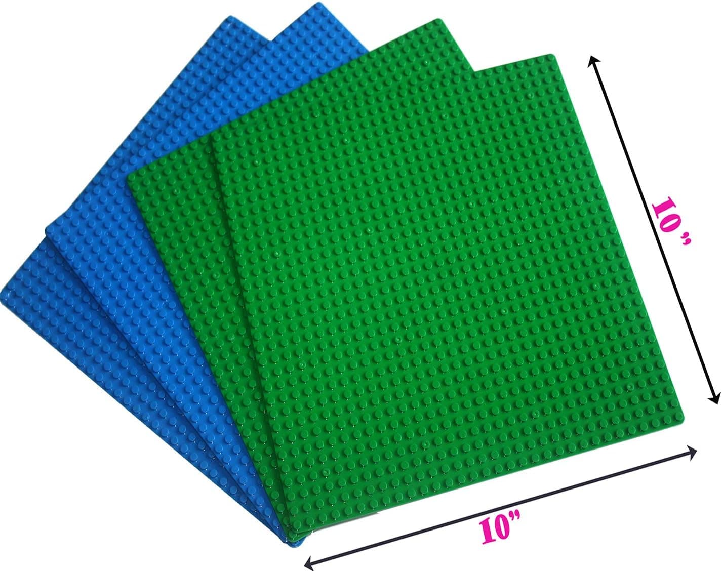Classic Building Base Plates 32x32 pegs or 10" x 10" Baseplates - Compatible with All Major Brands (2green+ 2blue)