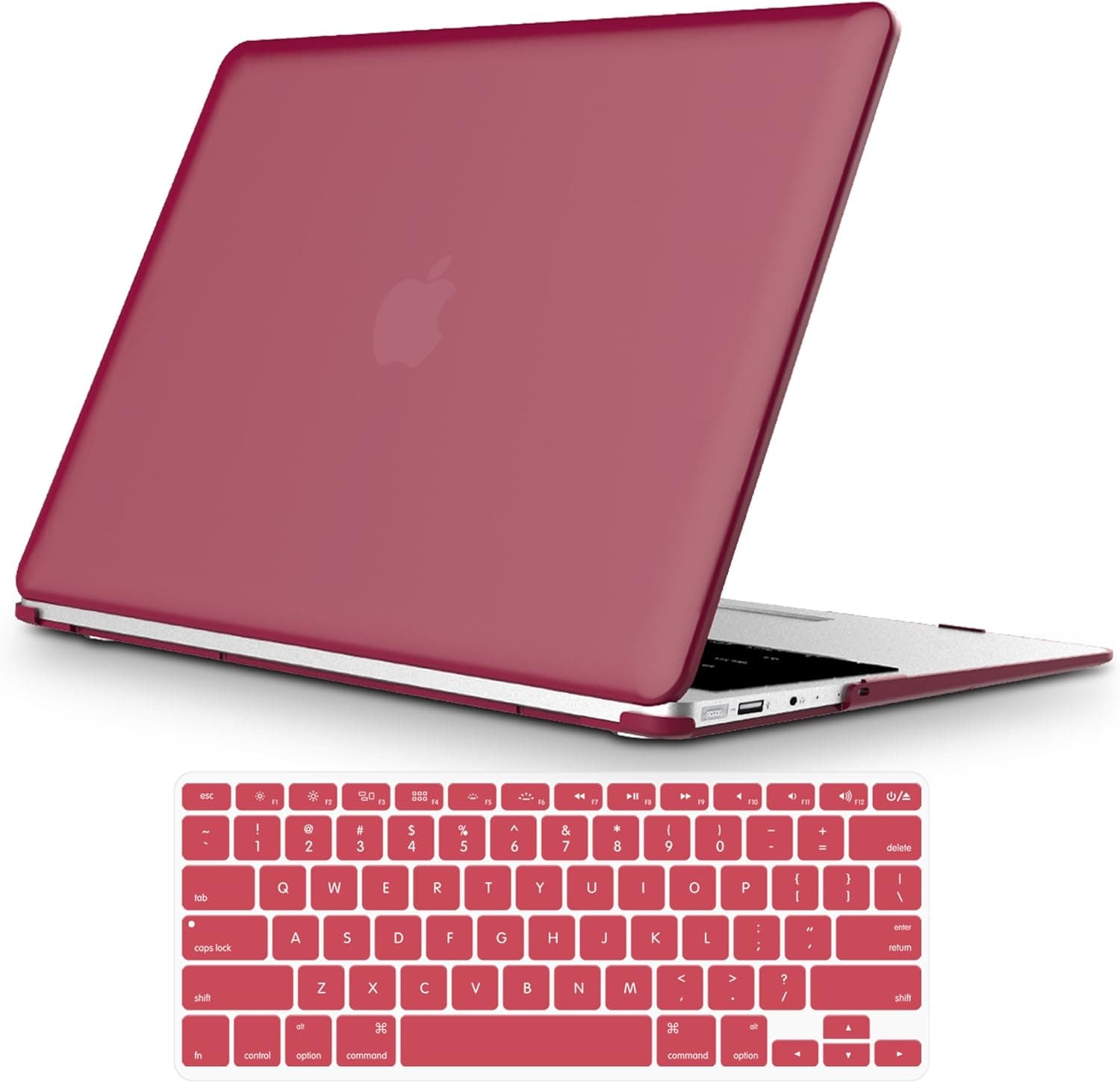 MacBook Air 13 Inch Case, Anban Matte Slim Rubberized Plastic Hard Shell Case with Keyboard Cover for MacBook Air 13 Inch (Models: A1369 and A1466)- Translucent Wine Red