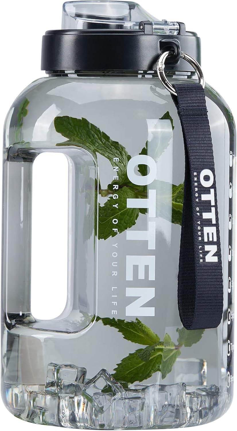 OTTEN Water bottles, Reusable & BPA Free Tritan Sports Water Bottle (1 Gallon/128oz, Black)