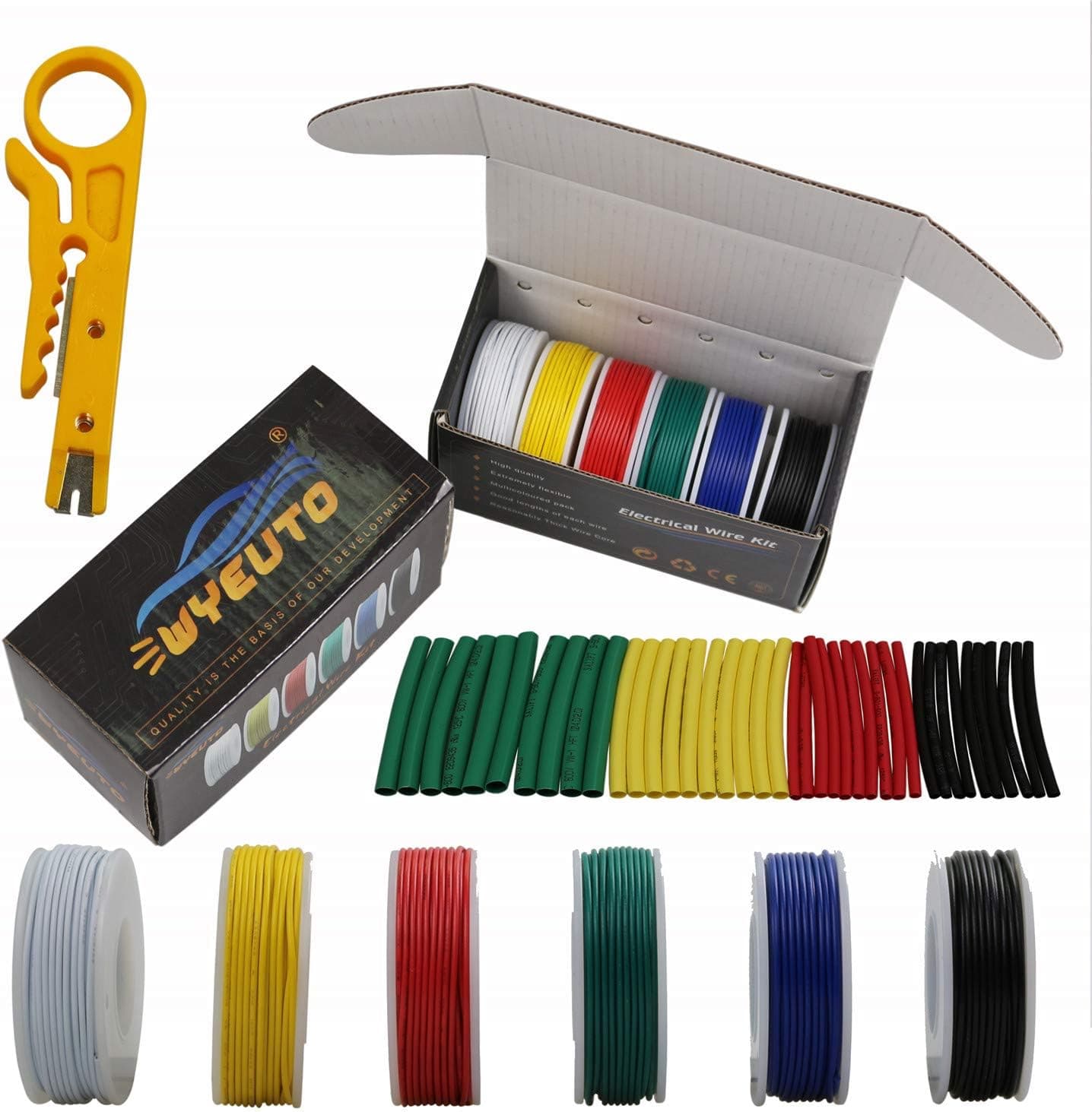 PVC Electrical Wire Hook up Wire Cable (Standard Wire) 28 Gauge 6 Colors 32.8 feet Each Wires 28 AWG WYEUTO