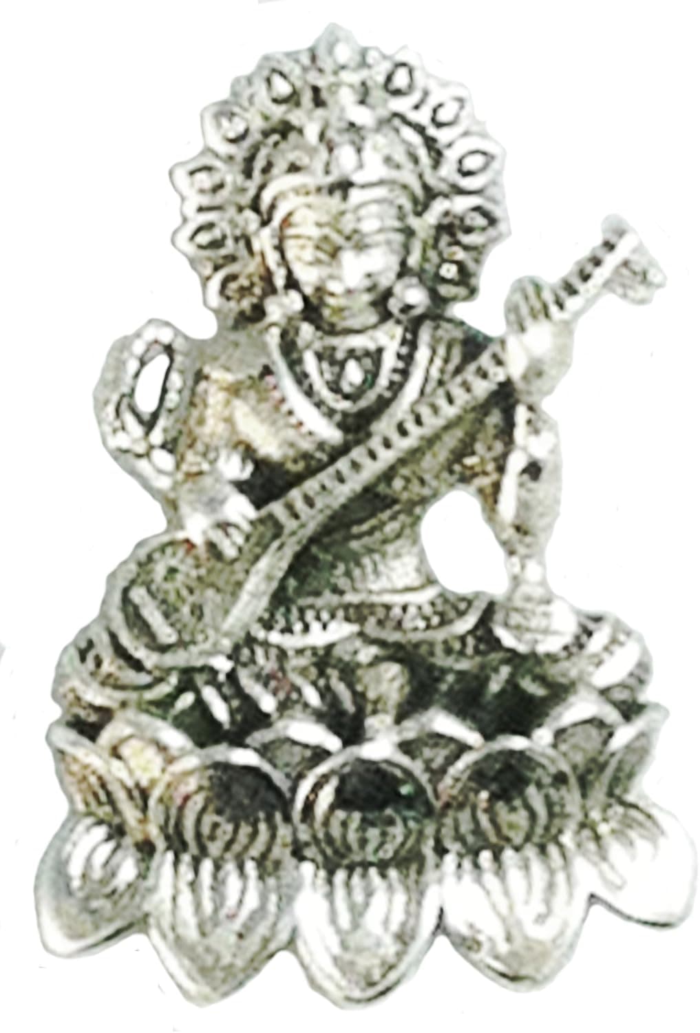 Braja Jewelry & Accessories Saraswati Goddess Pendant Hindu Goddess Sterling Silver 1" Length