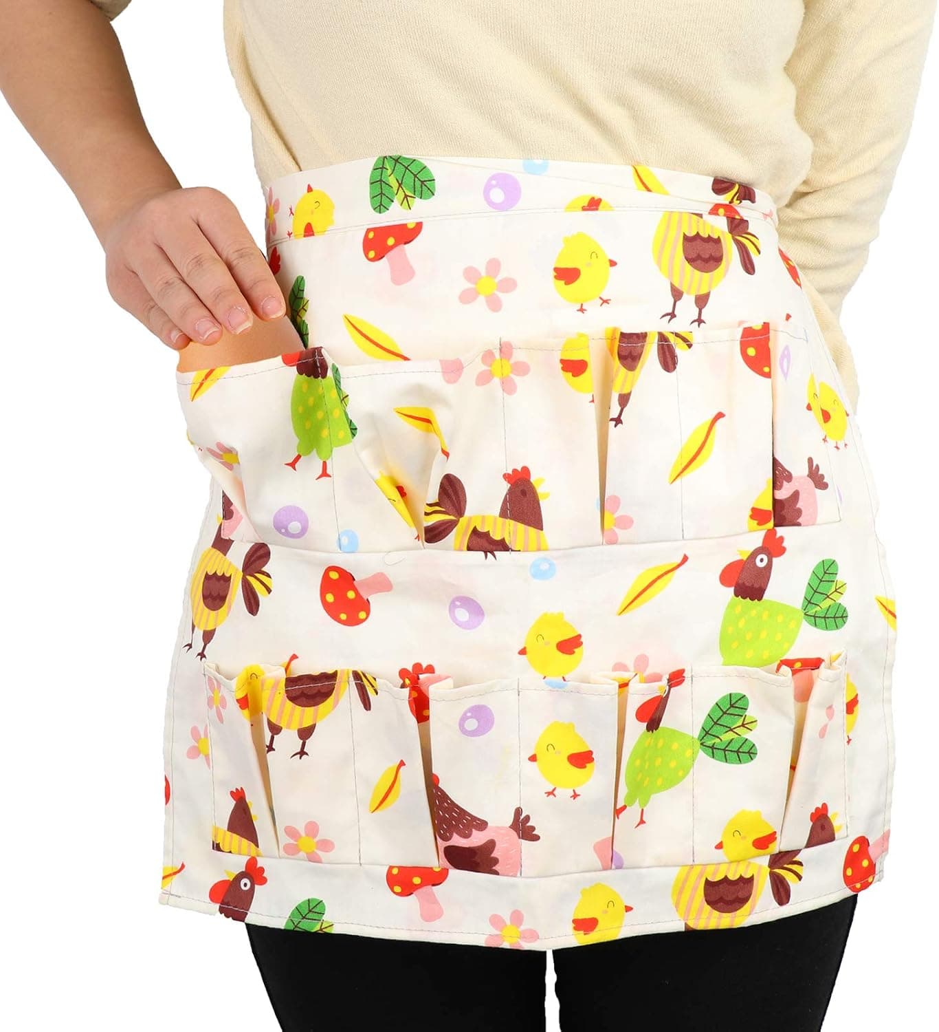 Ujuuu Egg Apron for Gathering 12 Deep Pockets Egg Collecting Gathering Holding Apron Chicken Duck Goose Eggs Collecting Apron for Men Women, 19.7x13.8 Inch
