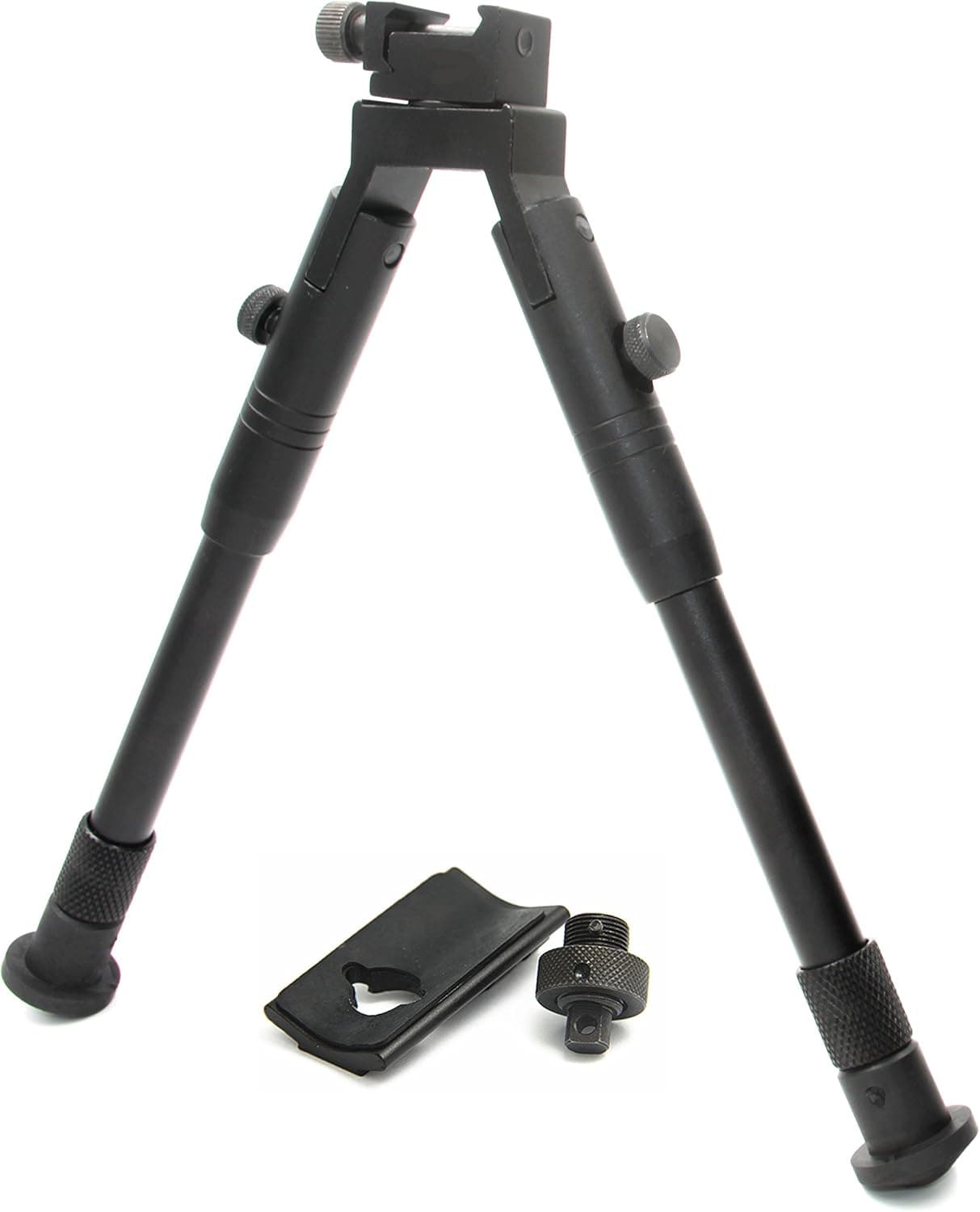JINSE Tactical Bipod Picatinny Rail Swivel Foldable Rubber Feet Center Height 9"-11" with Adapter