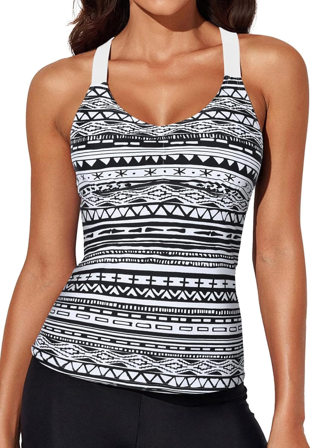 Aleumdr Womens Printed Strappy Racerback Tankini Swim Top No Bottom S - XXXL