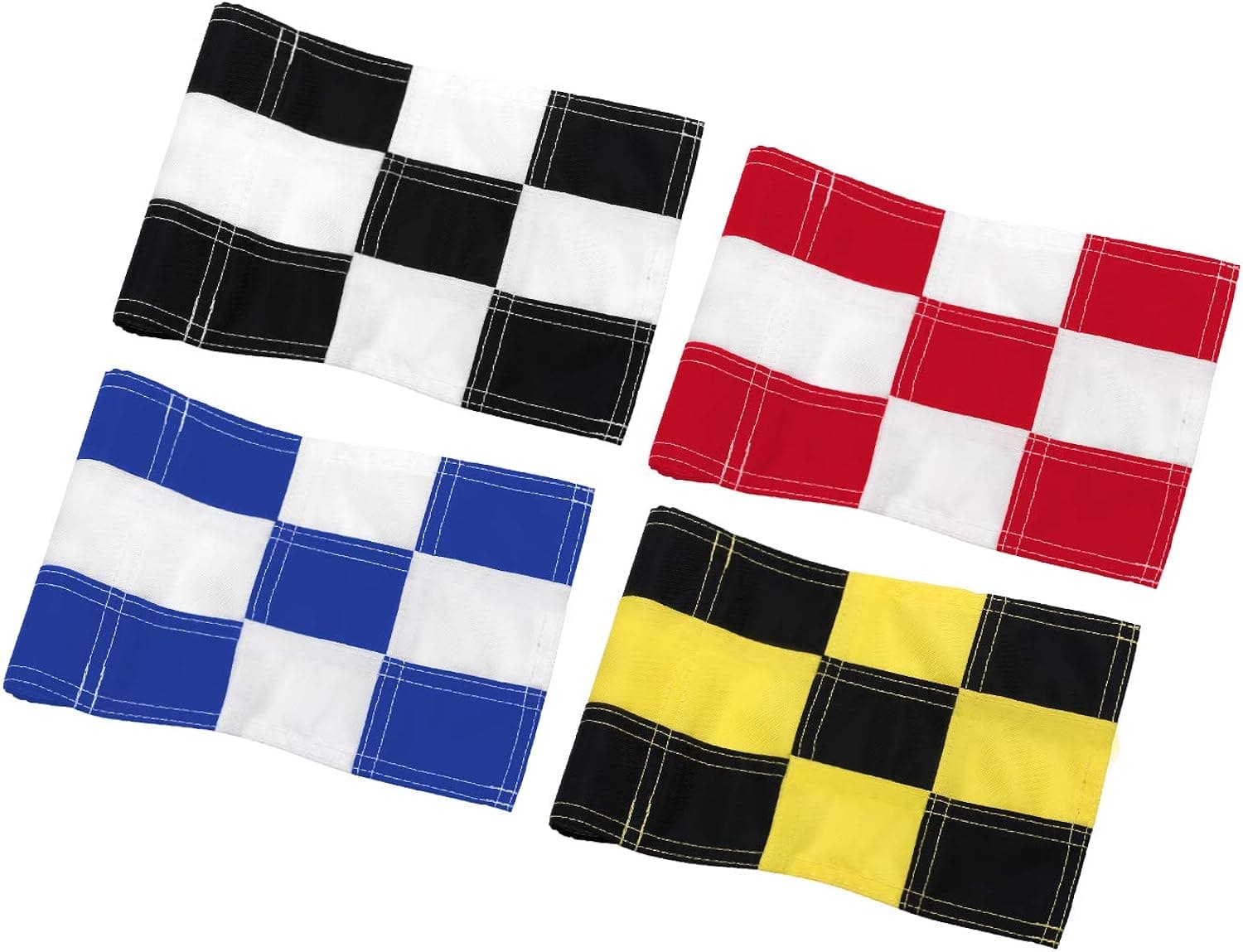 KINGTOP Checkered Golf Flag with Tube Inserted, All 8" L x 6" H, Putting Green Flags for Yard, 420D Nylon Mini Pin Flags