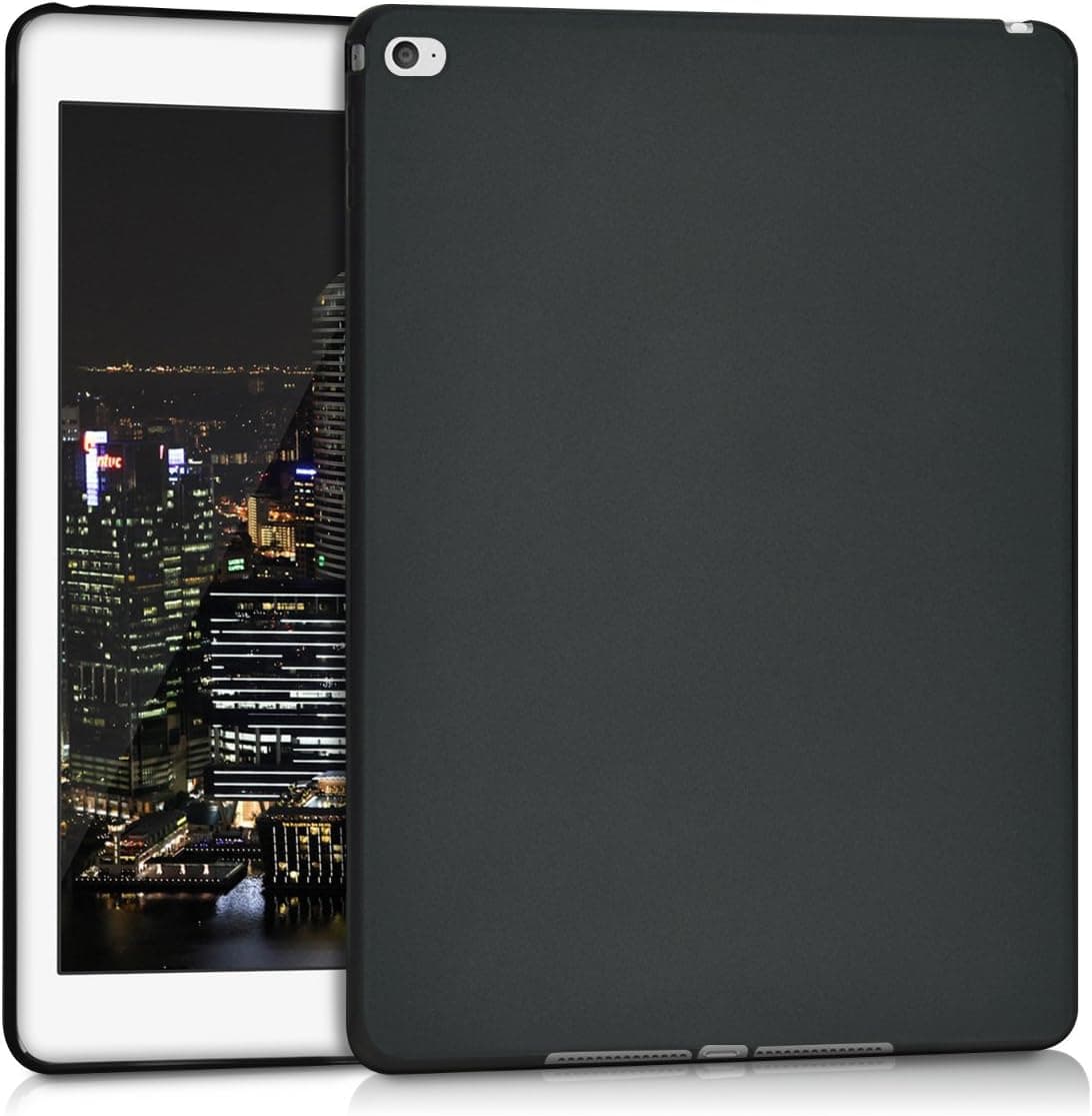 kwmobile TPU Silicone Case Compatible with Apple iPad Air 2 - Case Soft Flexible Shock Absorbent Cover - Black Matte