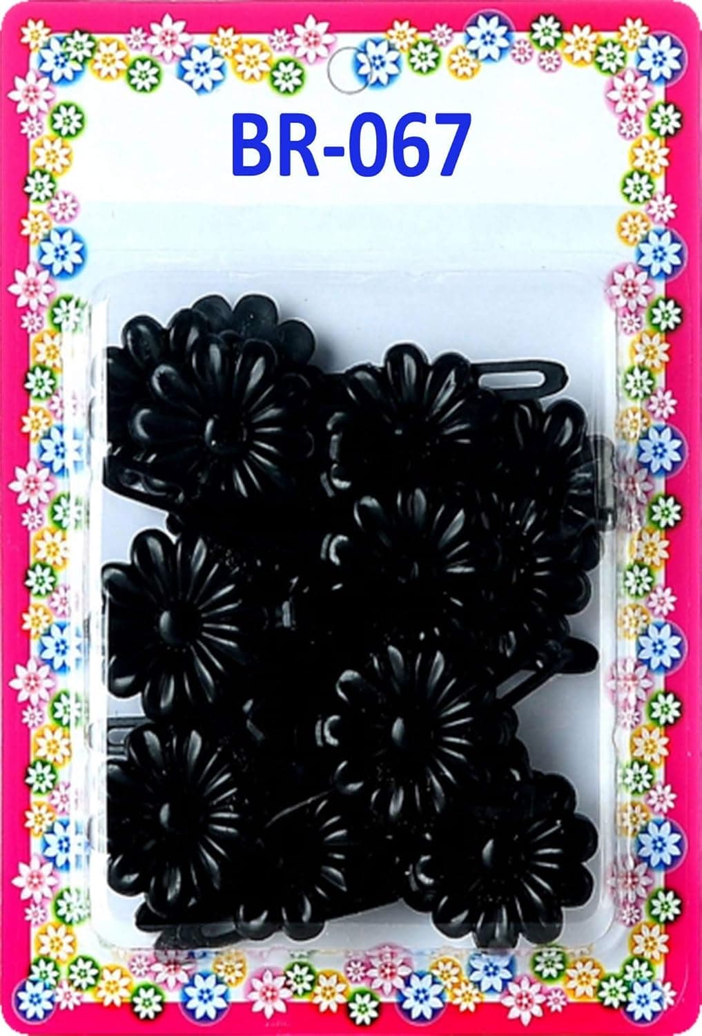Tara Girls Self Hinge Plastic Flower Hair Barrettes 18 Pieces Selection (Black)