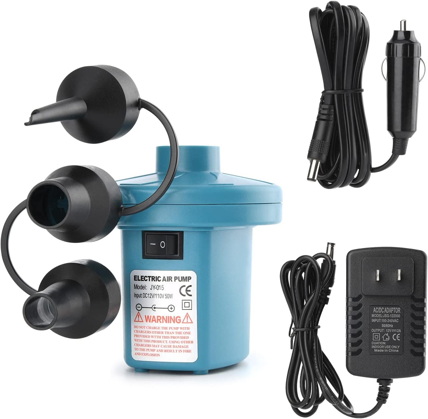 Bestrip Electric Air Pump, Air Pump for Inflatables Air Mattress Couch Pool Floats,Inflatables Boat Raft Toys, AC/DC Pump
