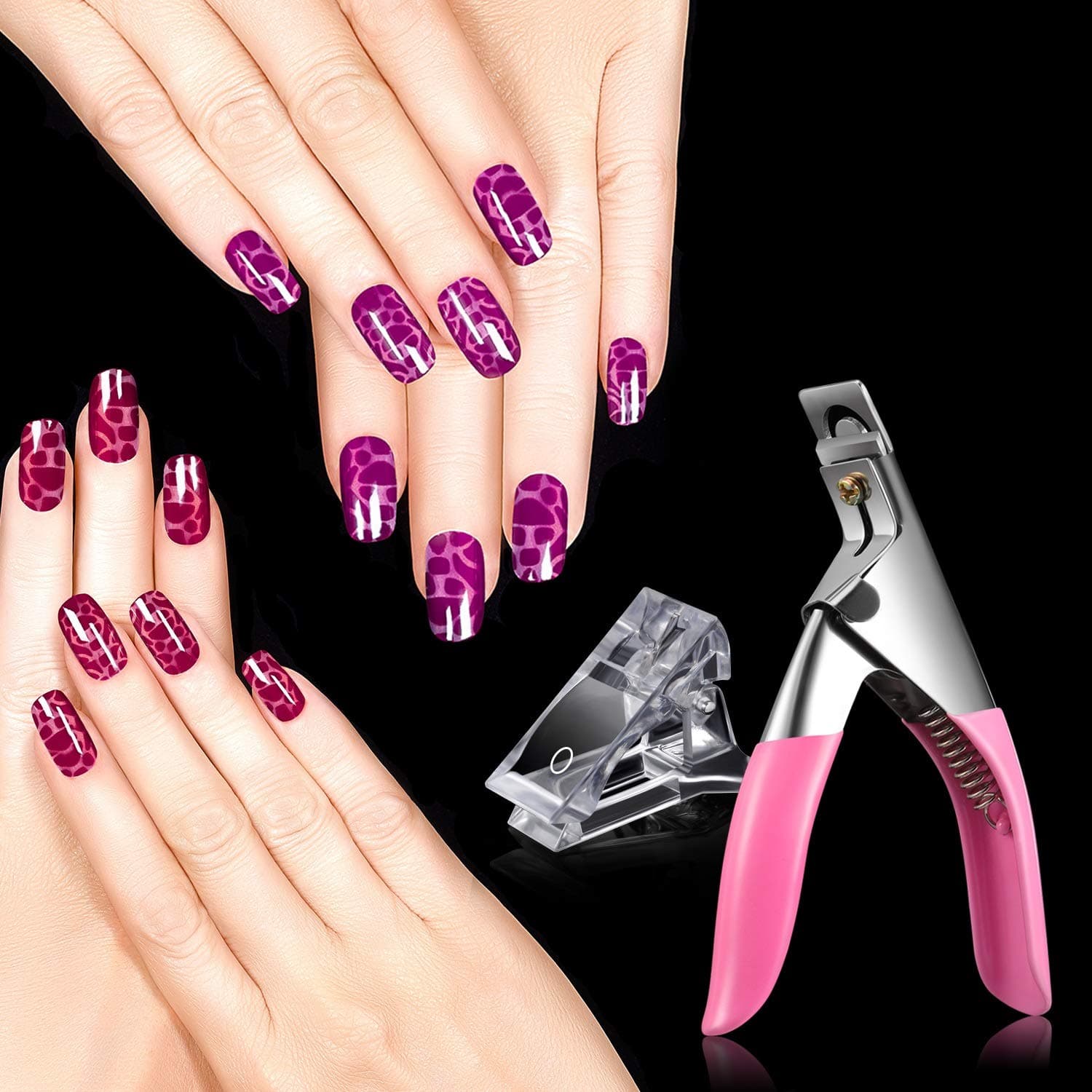 10 Pieces Nail Clip Gel Nail Clip Quick Building Nail Extension Clips with 1 Piece Nail Clipper Plastic Builder Clamps DIY Manicure Finger Extension Clip Set for Women