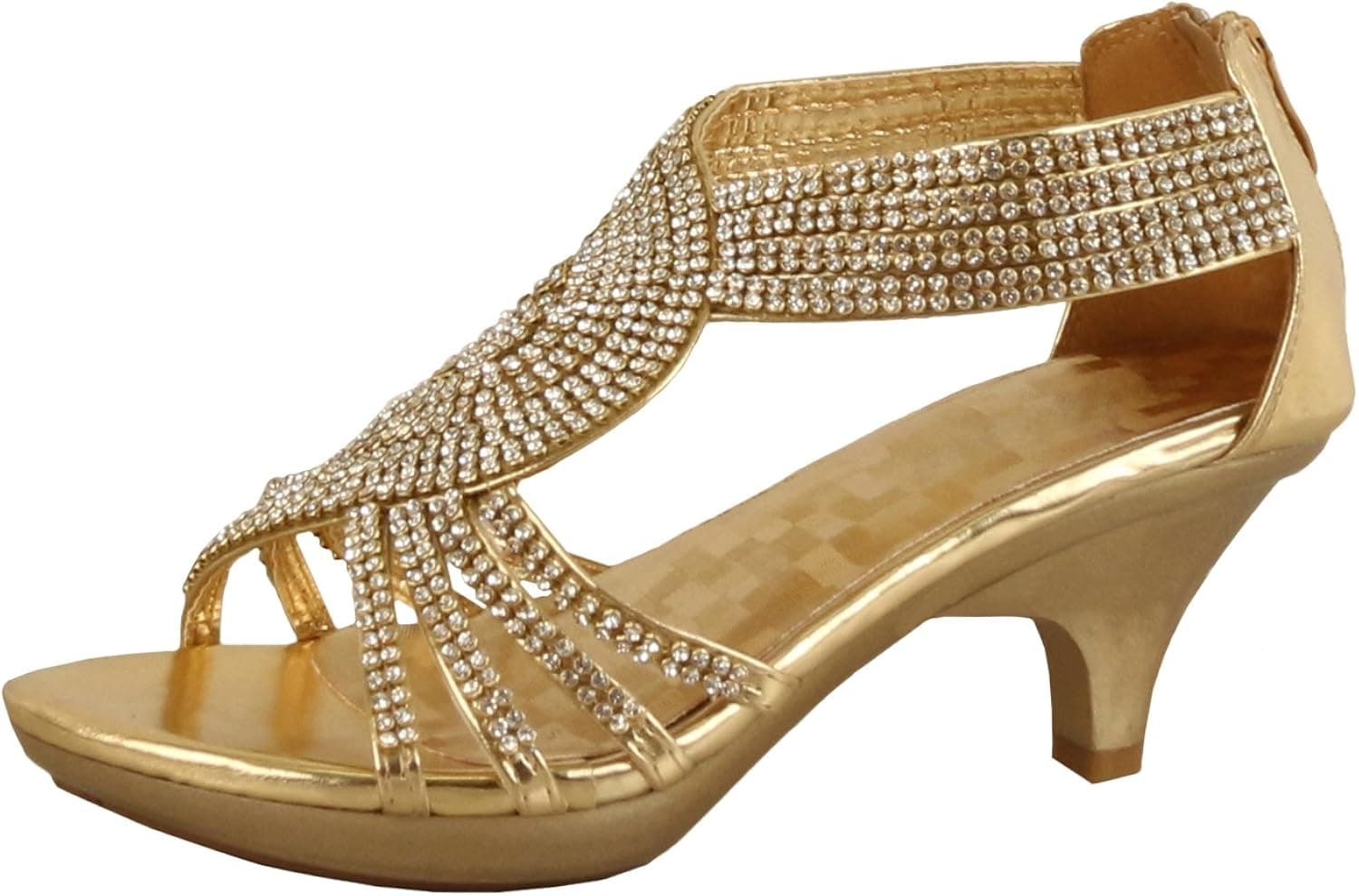 Delicacy JJF Shoes -62 Womens Strappy Rhinestone Dress Sandal Low Heel