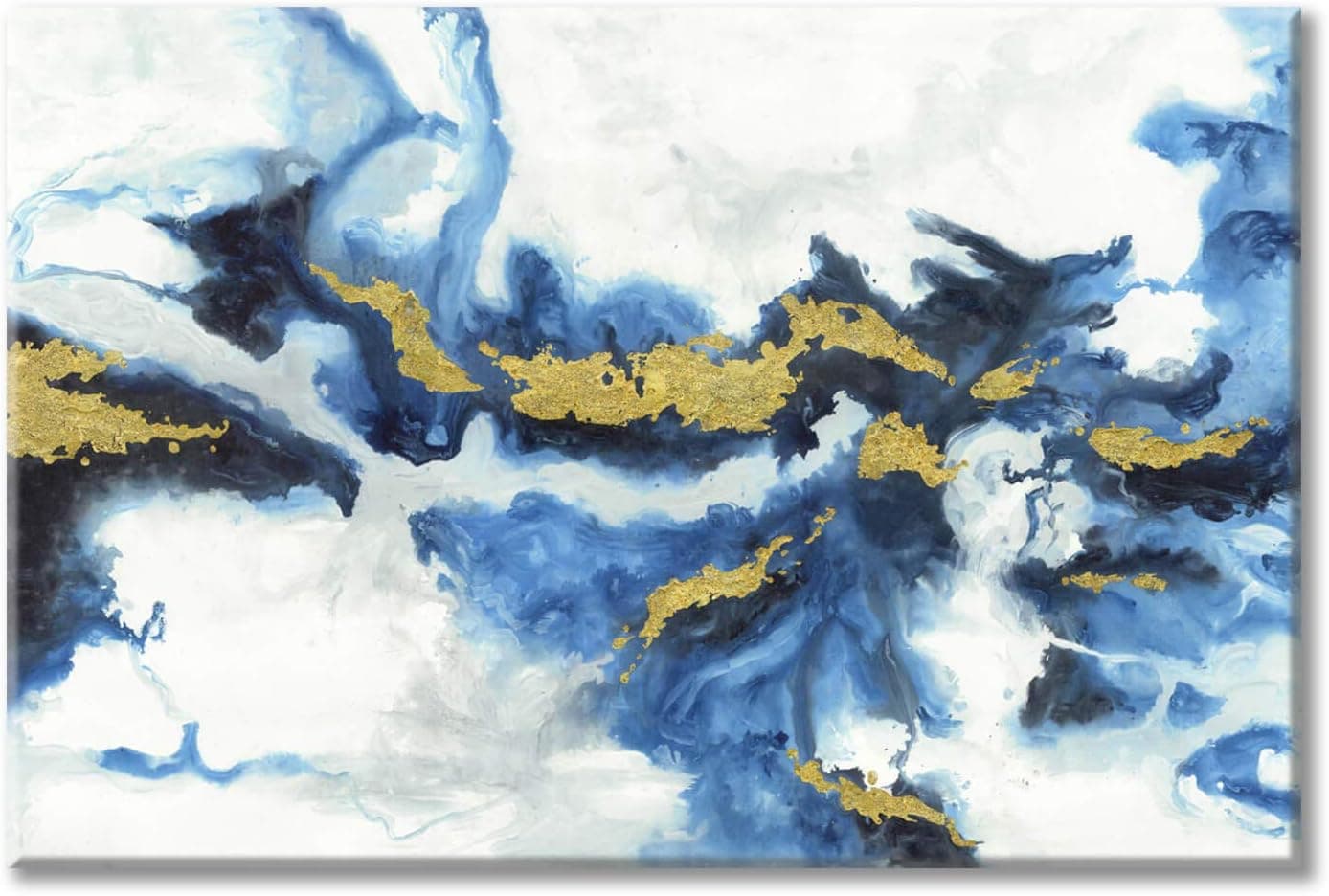 Modern Abstract Canvas Wall Art: Blue Artwork Picture Painting on Canvas for Room Decor