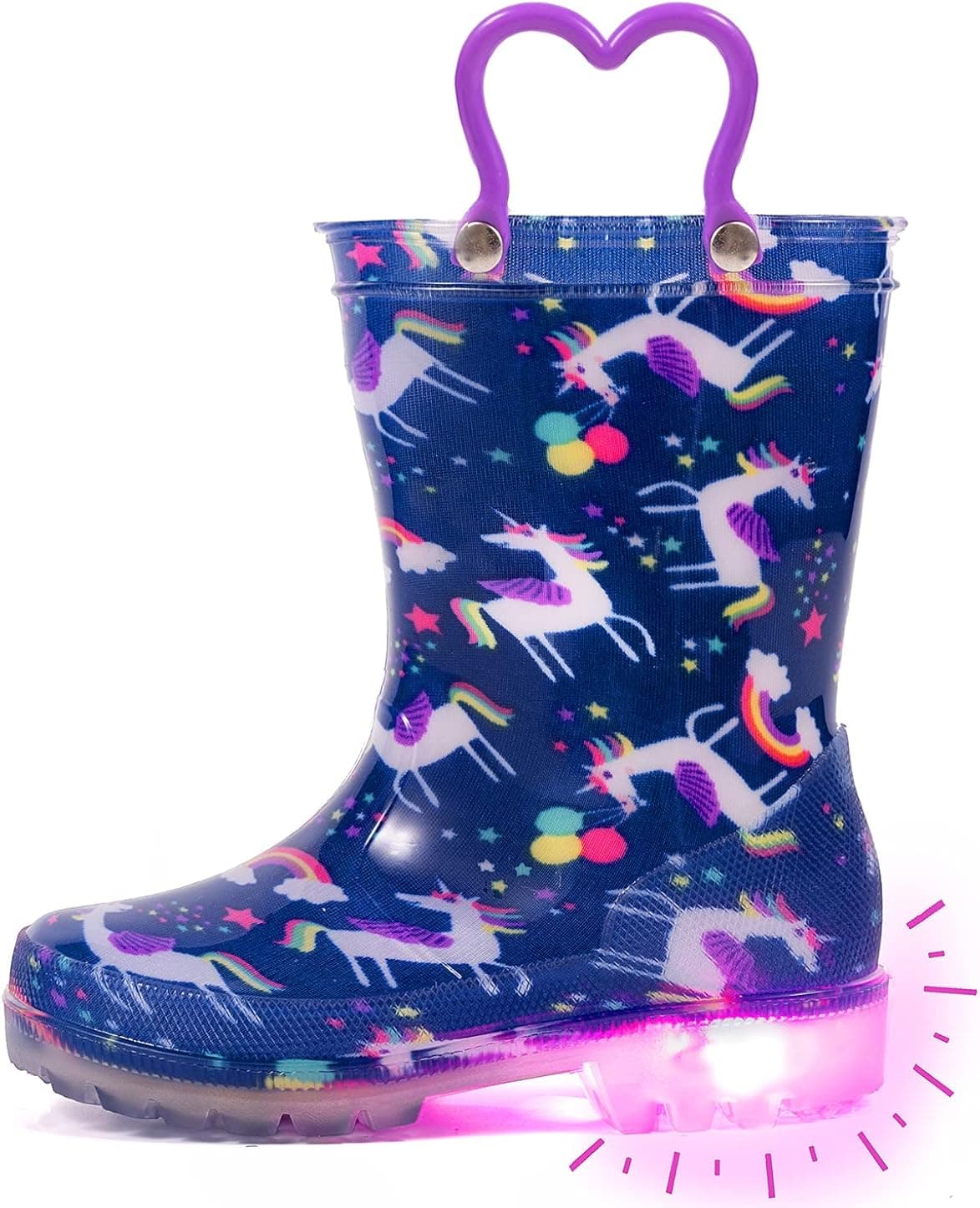 Outee Toddler Kids Adorable Lightwight Waterproof Rain Boots Light Up by Steps