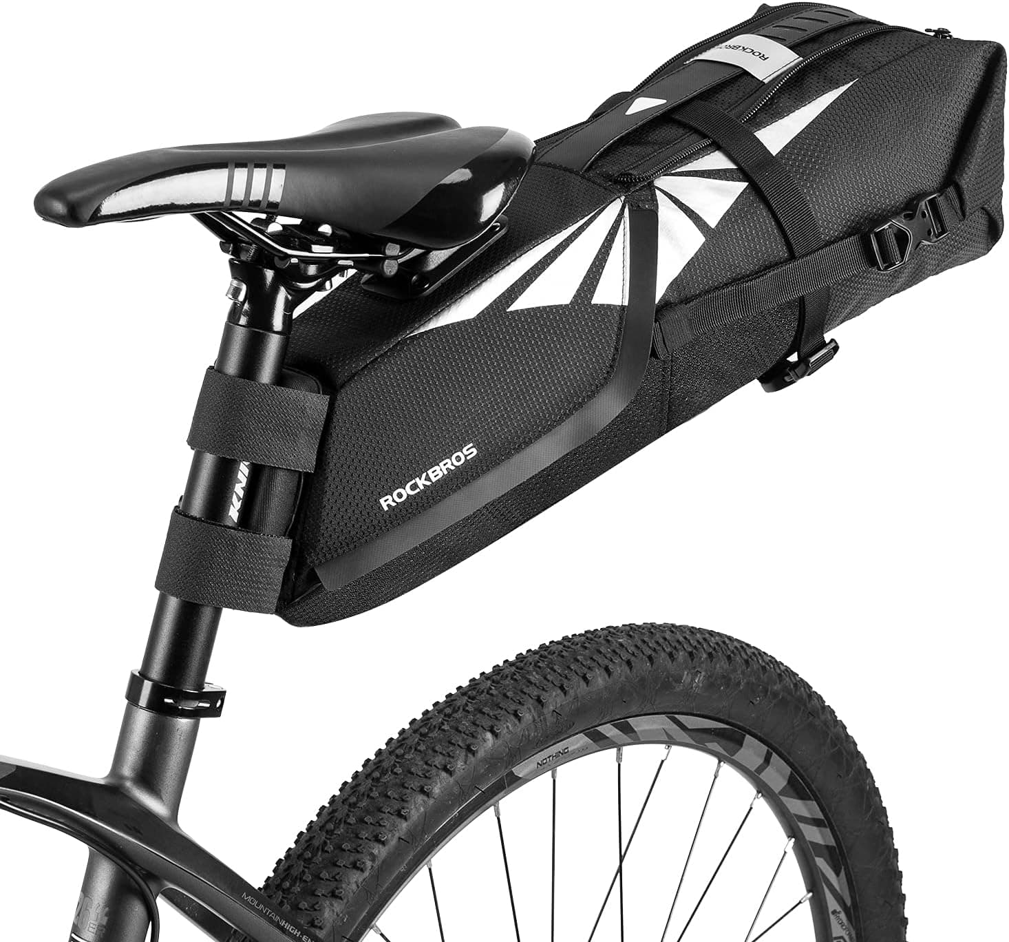 ROCKBROS Bike Saddle Bag Bike Seat Bag Waterproof & Large Capacity Bikepacking Bag Under Seat With Buckle For Mountain Road Bike Max 8L