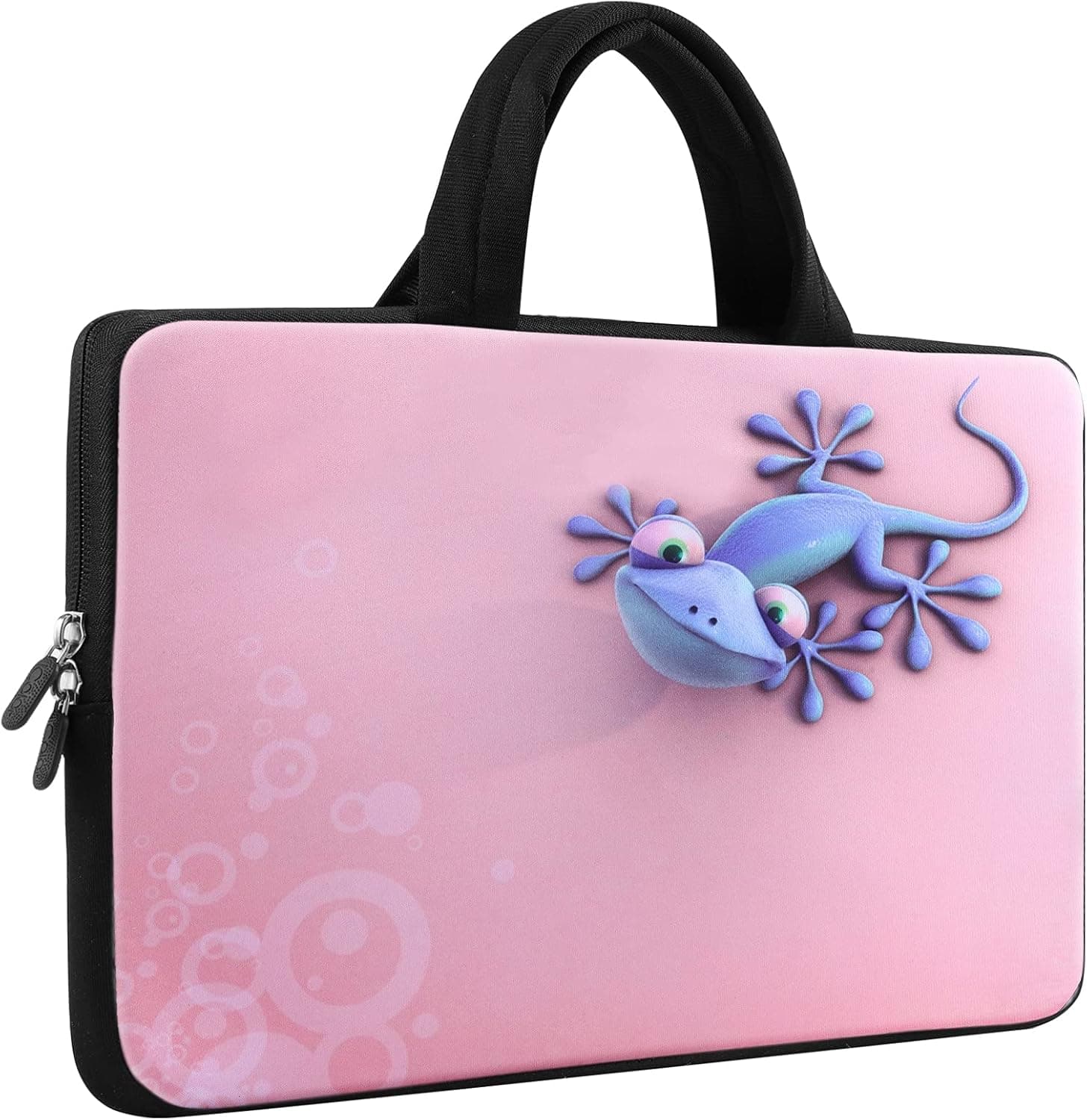 iColor 14 15 15.4 15.6 inch Laptop Bag Case Handle chromebook case Sleeve Computer Protect Case Pouch Holder Notebook Sleeve Neoprene Chromebook Cover Soft Carring Travel Case Cute Gecko ICB-20