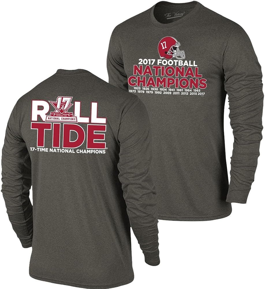 Elite Fan Shop Alabama Crimson Tide National Champs Long Sleeve Tshirt Charcoal Roll Tide (2017 National Championship)