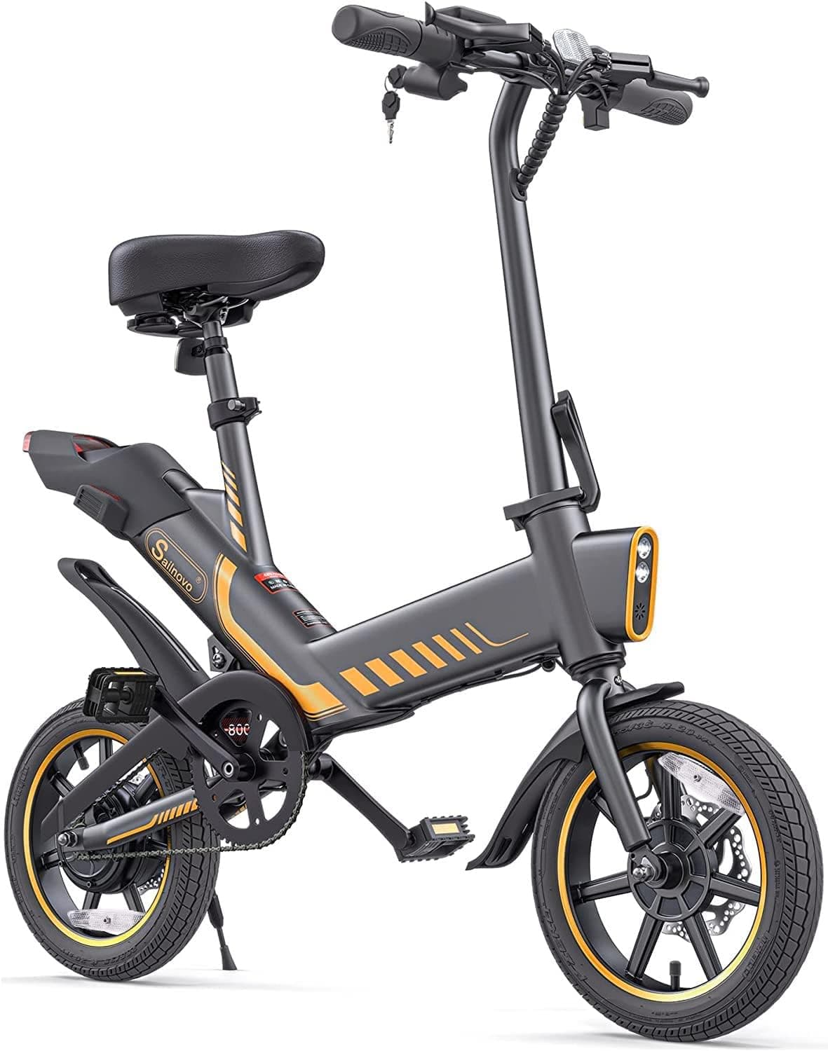 Sailnovo Electric Bicycle, 14'' Electric Bike for Adults and Teenagers with 18.6MPH Waterproof Folding Electric Bike with Removable 36V 10.4Ah Lithium-Ion Battery Throttle & Pedal Assist