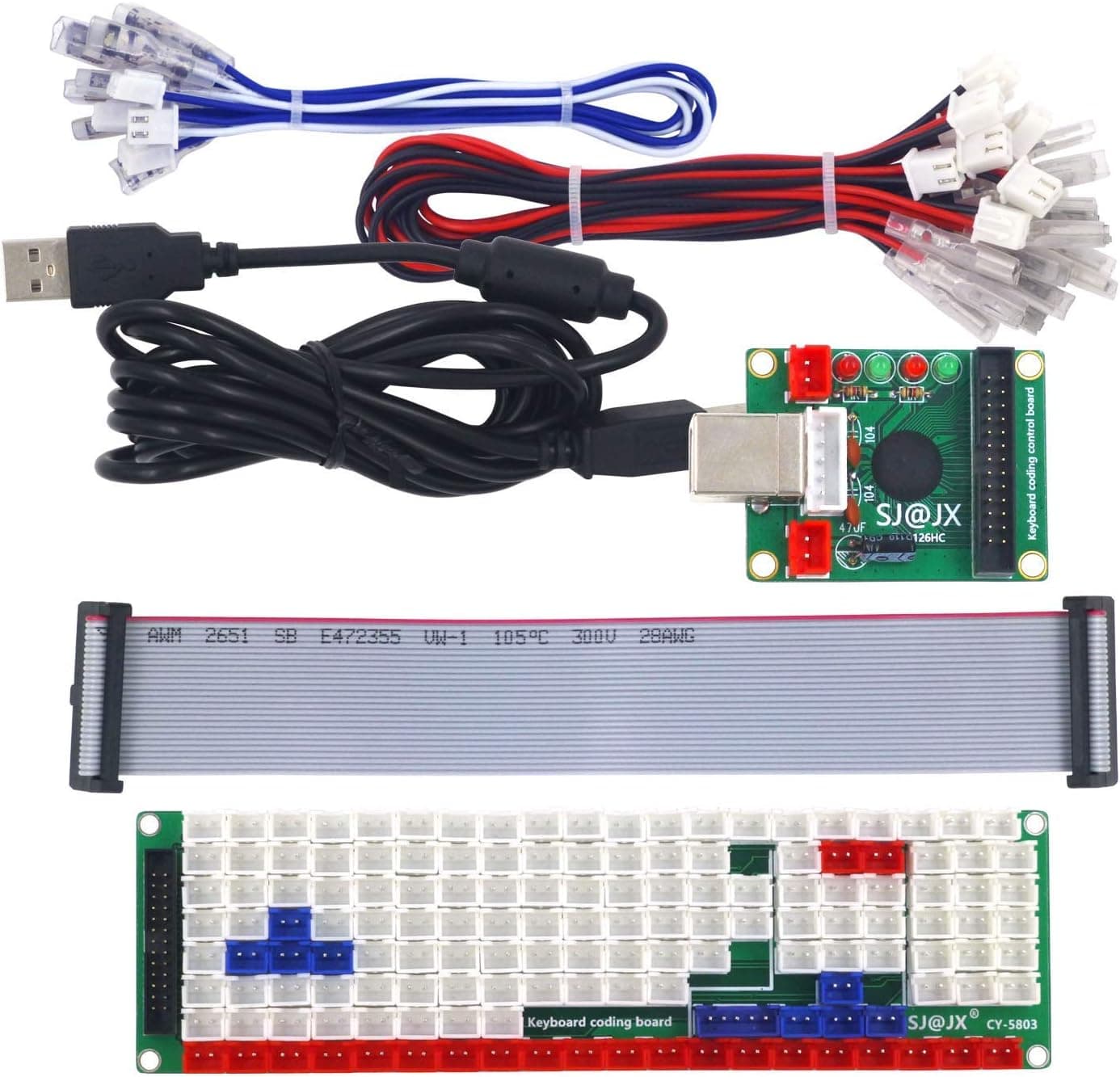 SJ@JX Development Keyboard Encoder Board Game Controller DIY LED Keyboard Development Board Media Music USB Encoder 104 Keys Arcade DIY Kit